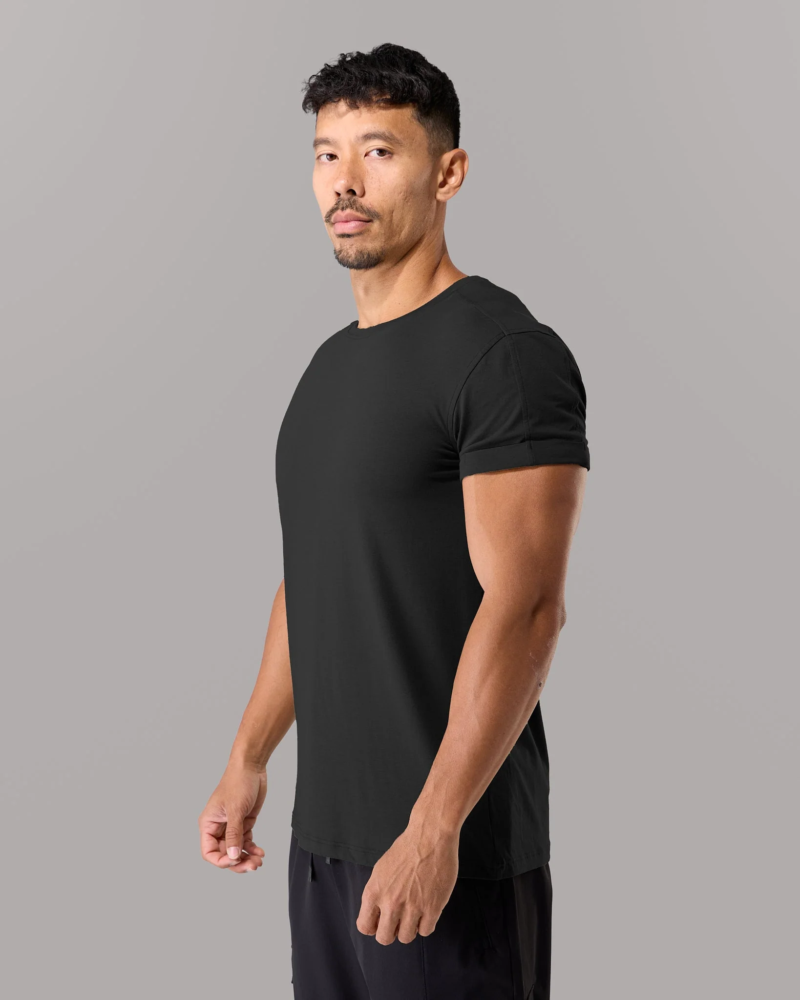 Rolled Muscle Tee - Black - Image 3