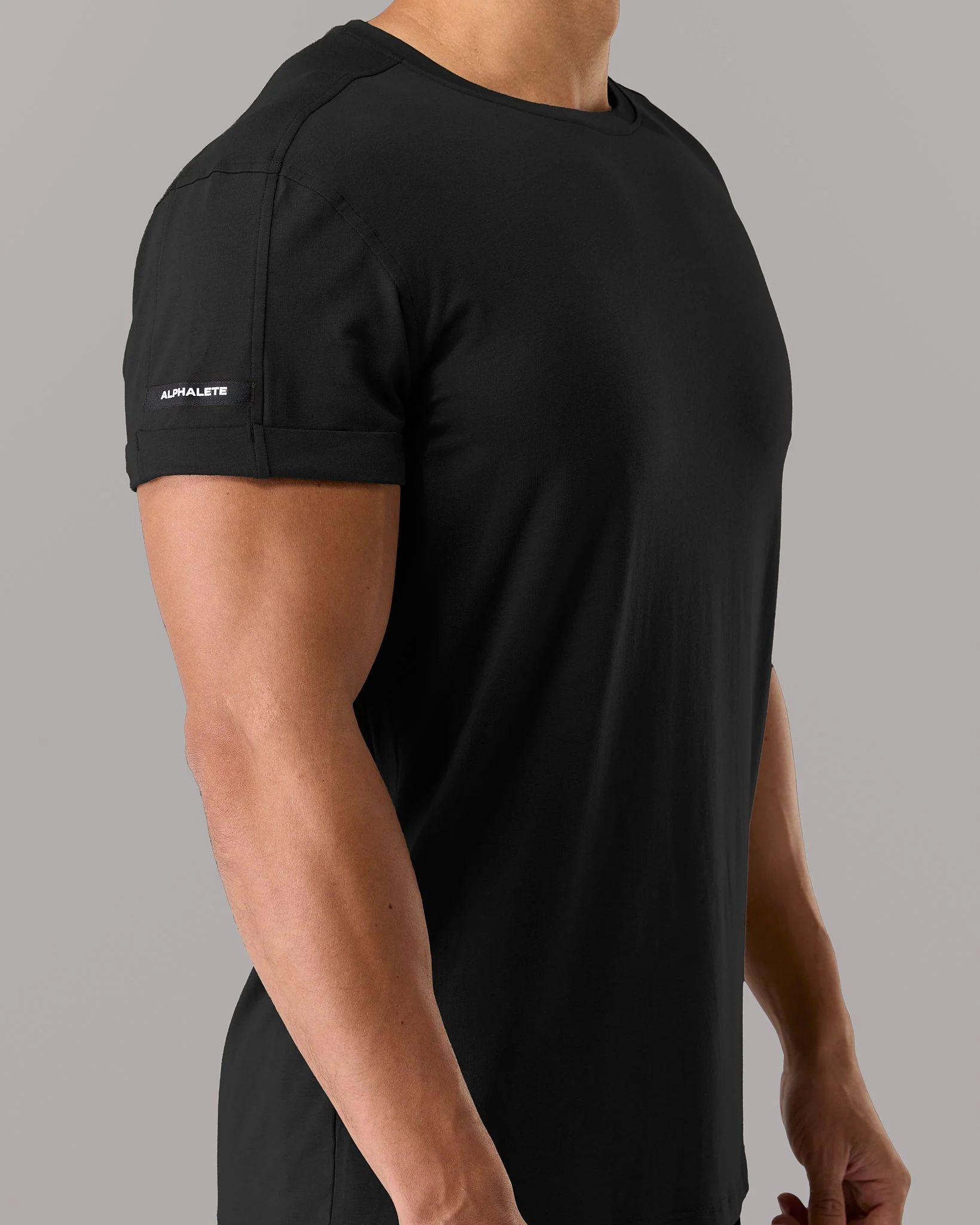Rolled Muscle Tee - Black - Image 5