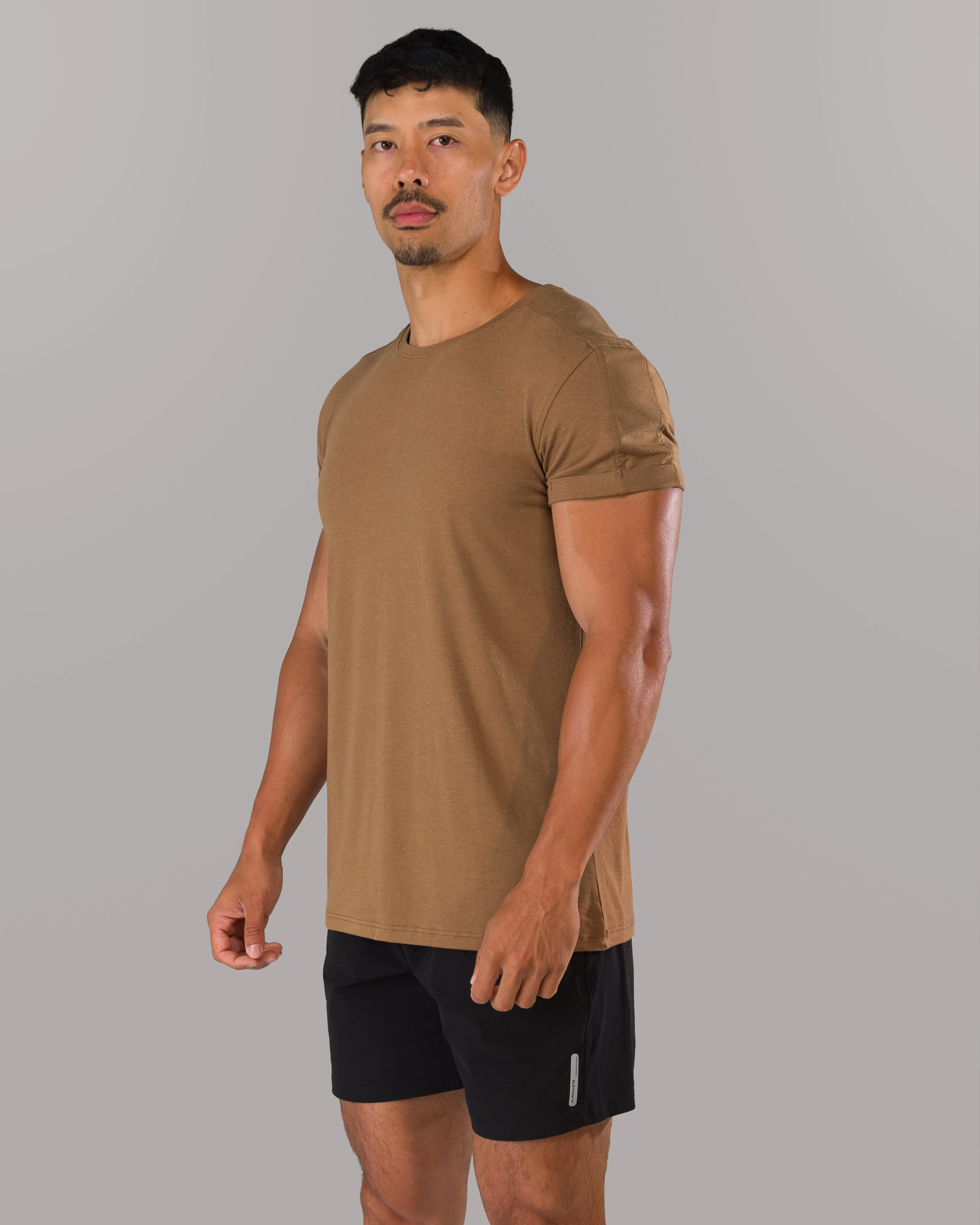 Rolled Muscle Tee - Brown - Image 2