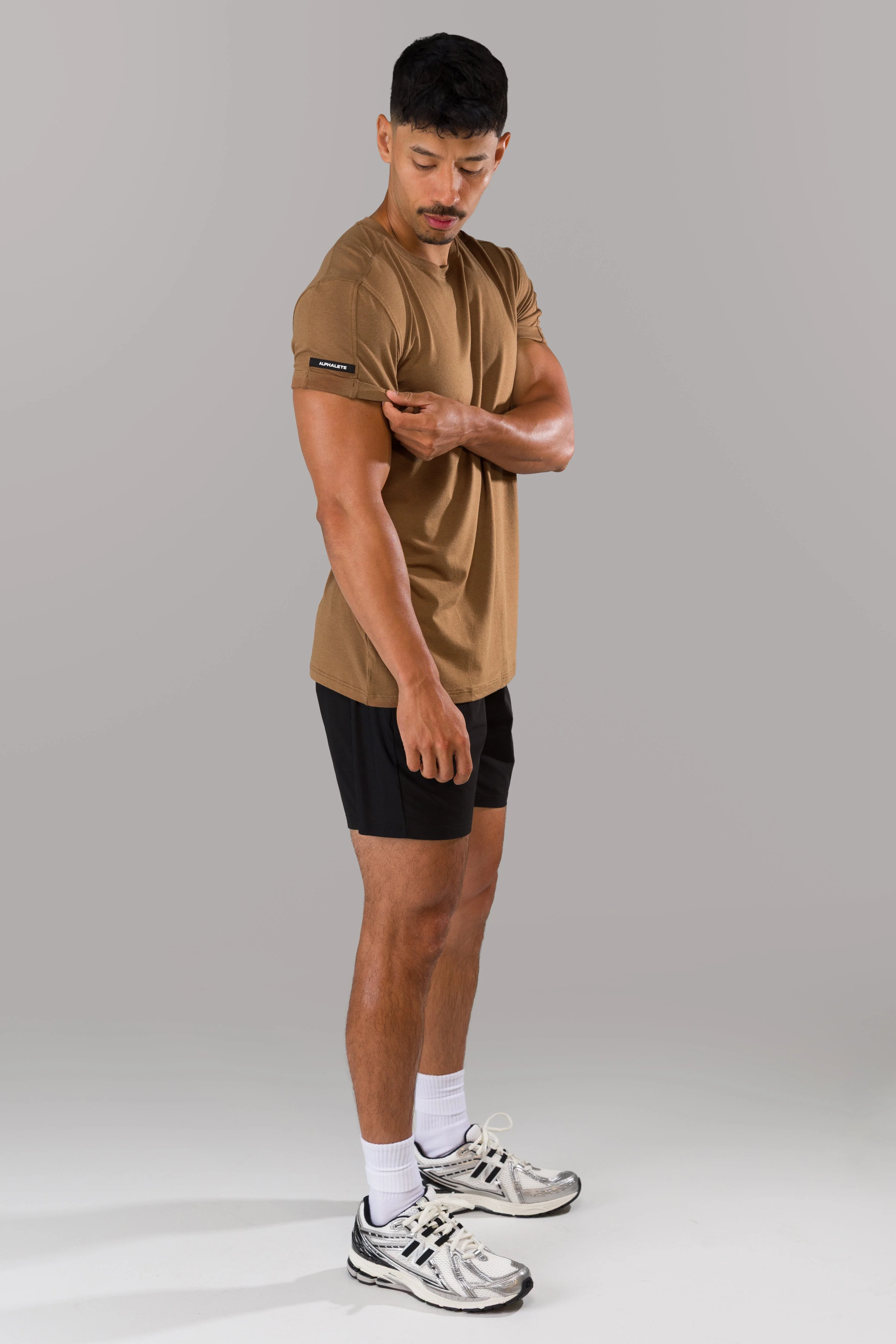 Rolled Muscle Tee - Brown - Image 4