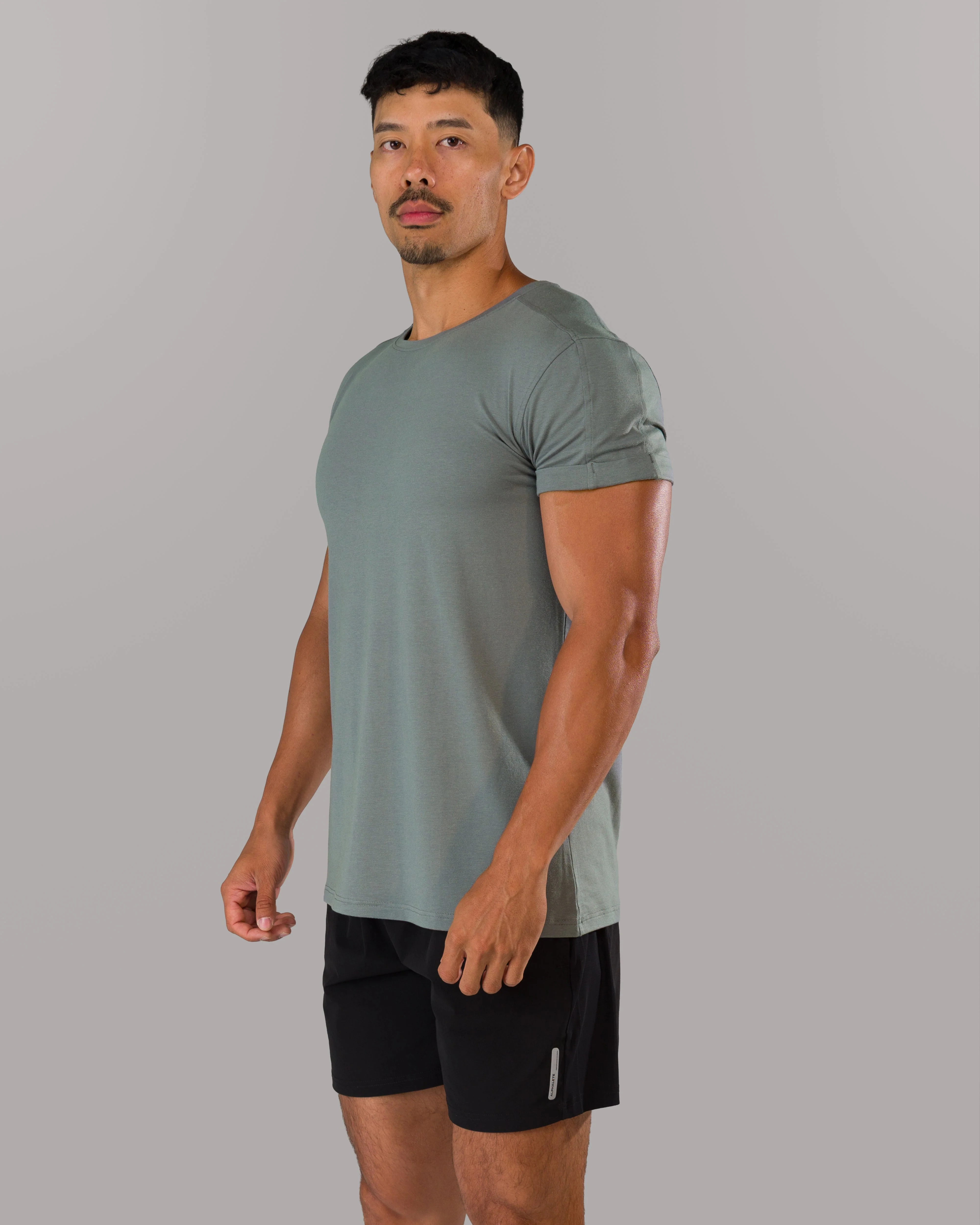 Rolled Muscle Tee - Grey - Image 2