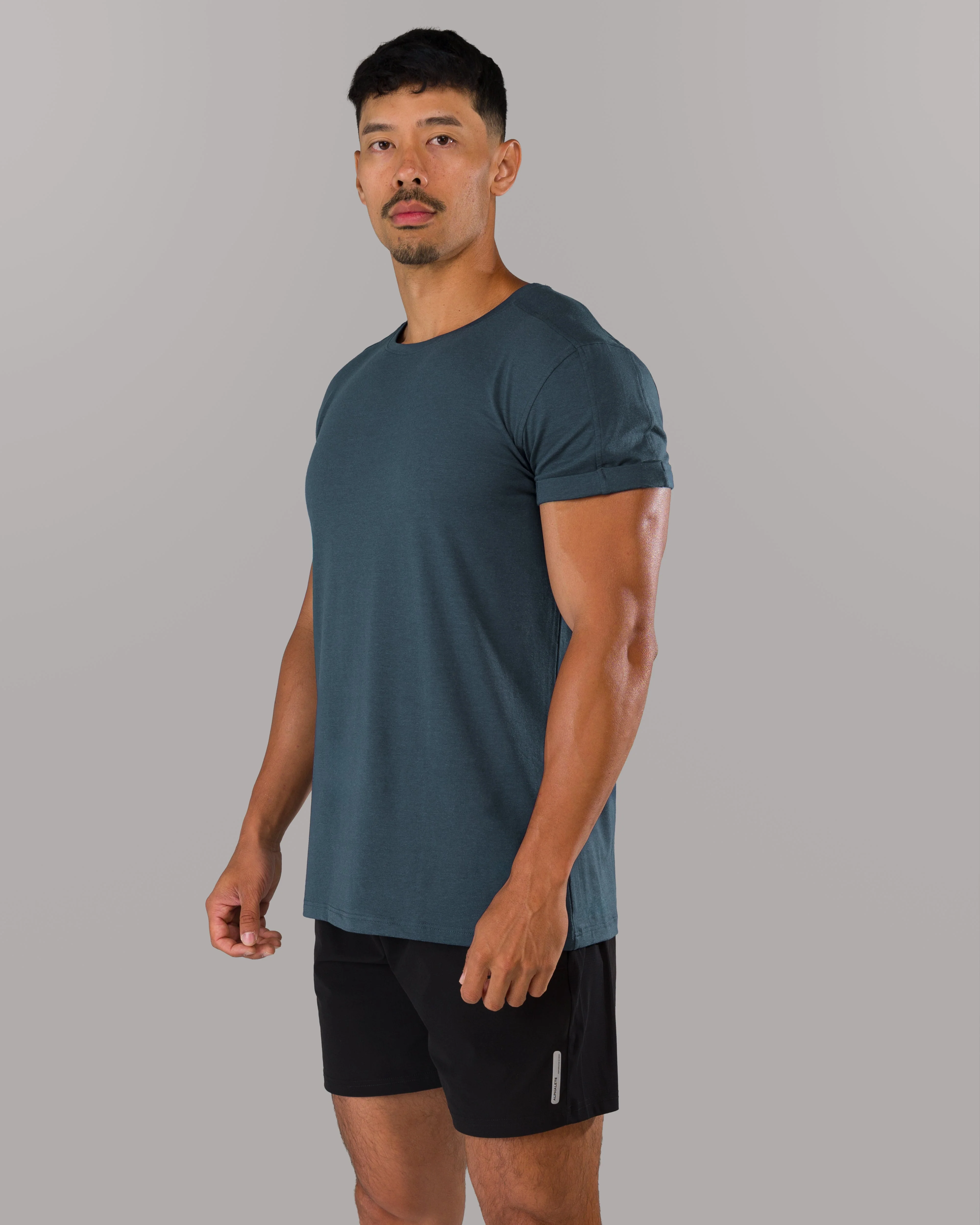 Rolled Muscle Tee - Navy - Image 2