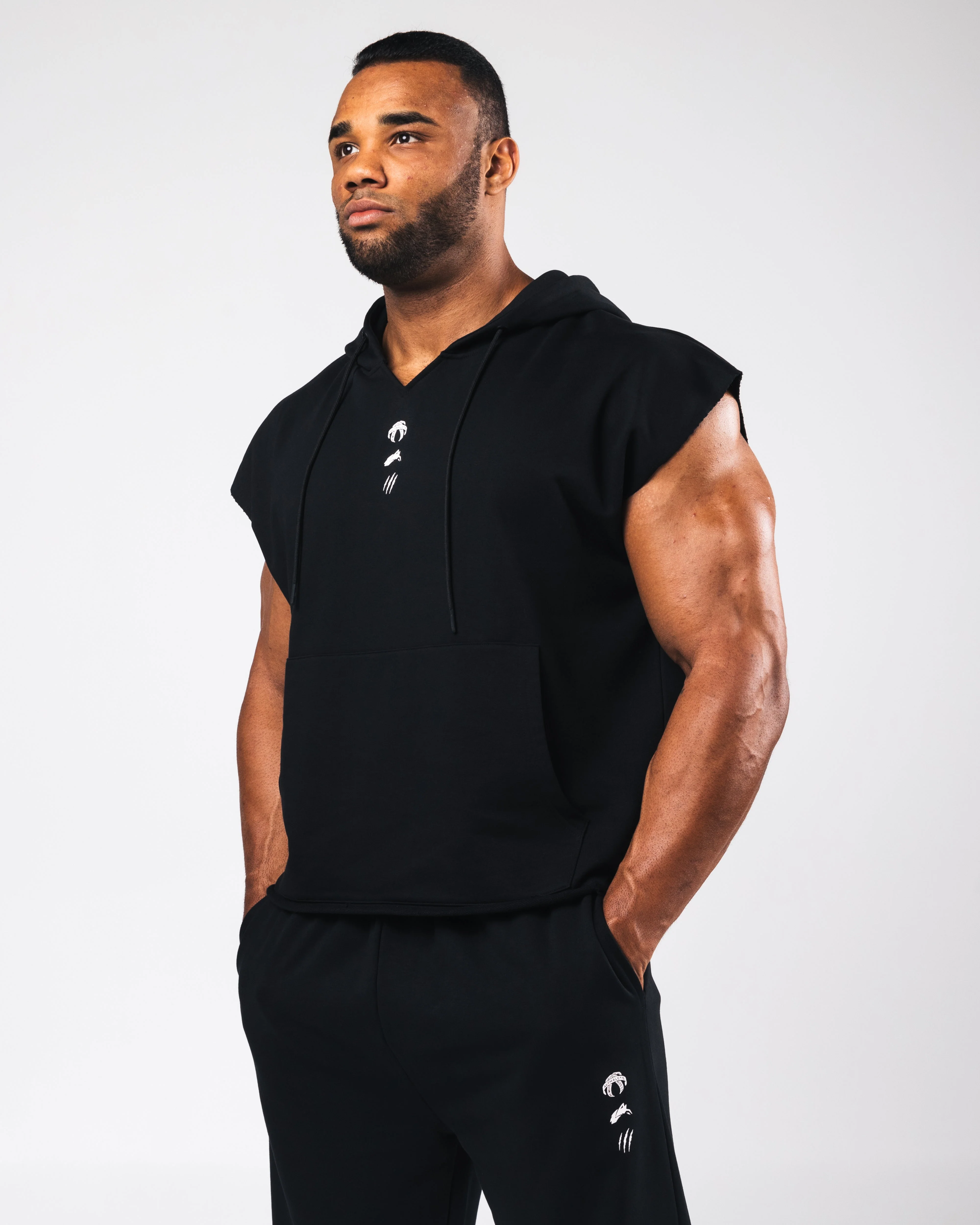 Three Pillar Capped Hoodie - Black - Image 3