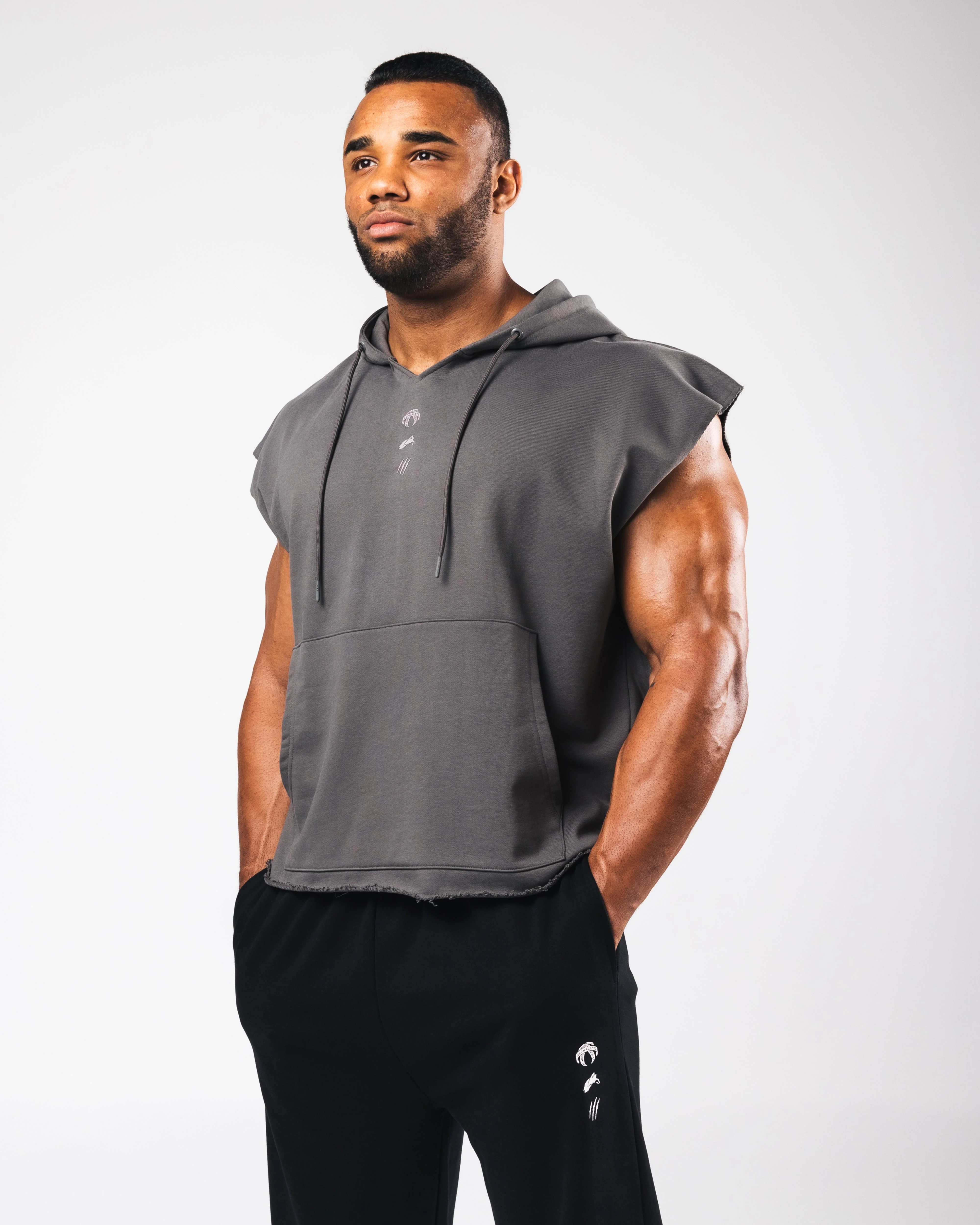 Three Pillar Capped Hoodie - Pewter - Image 3