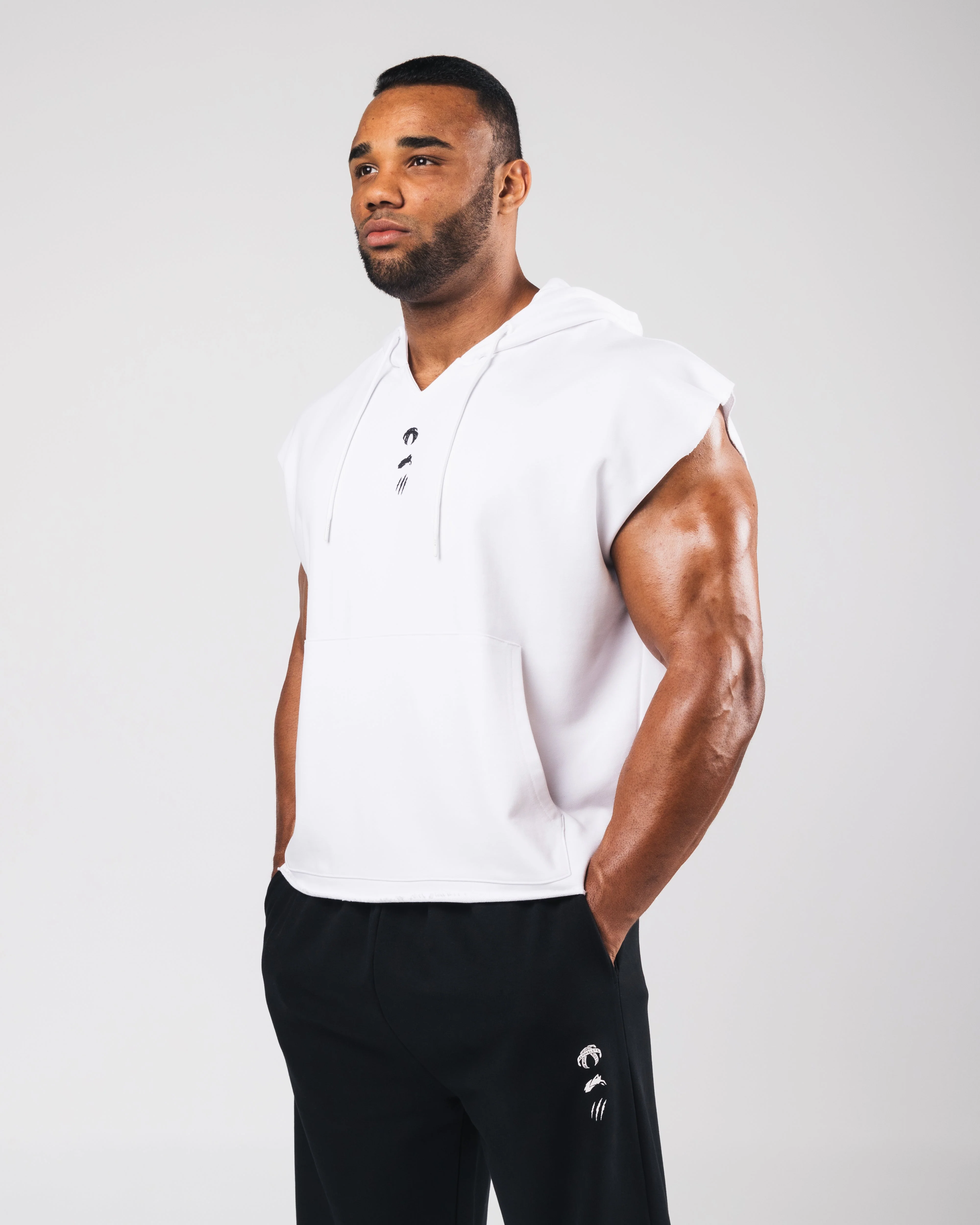 Three Pillar Capped Hoodie - White - Image 3