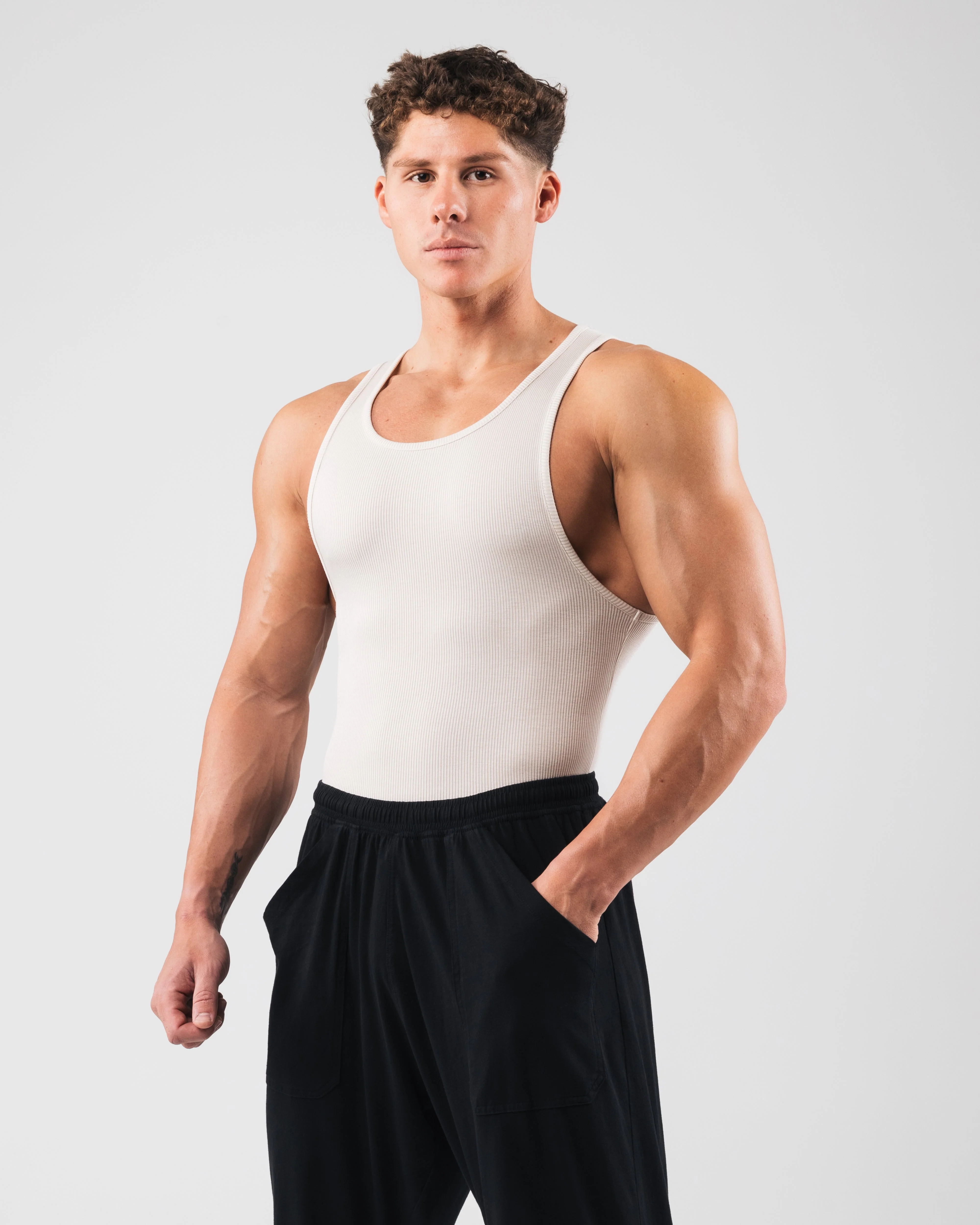 Zero Ribbed Tank 2pk - Cream - Image 3