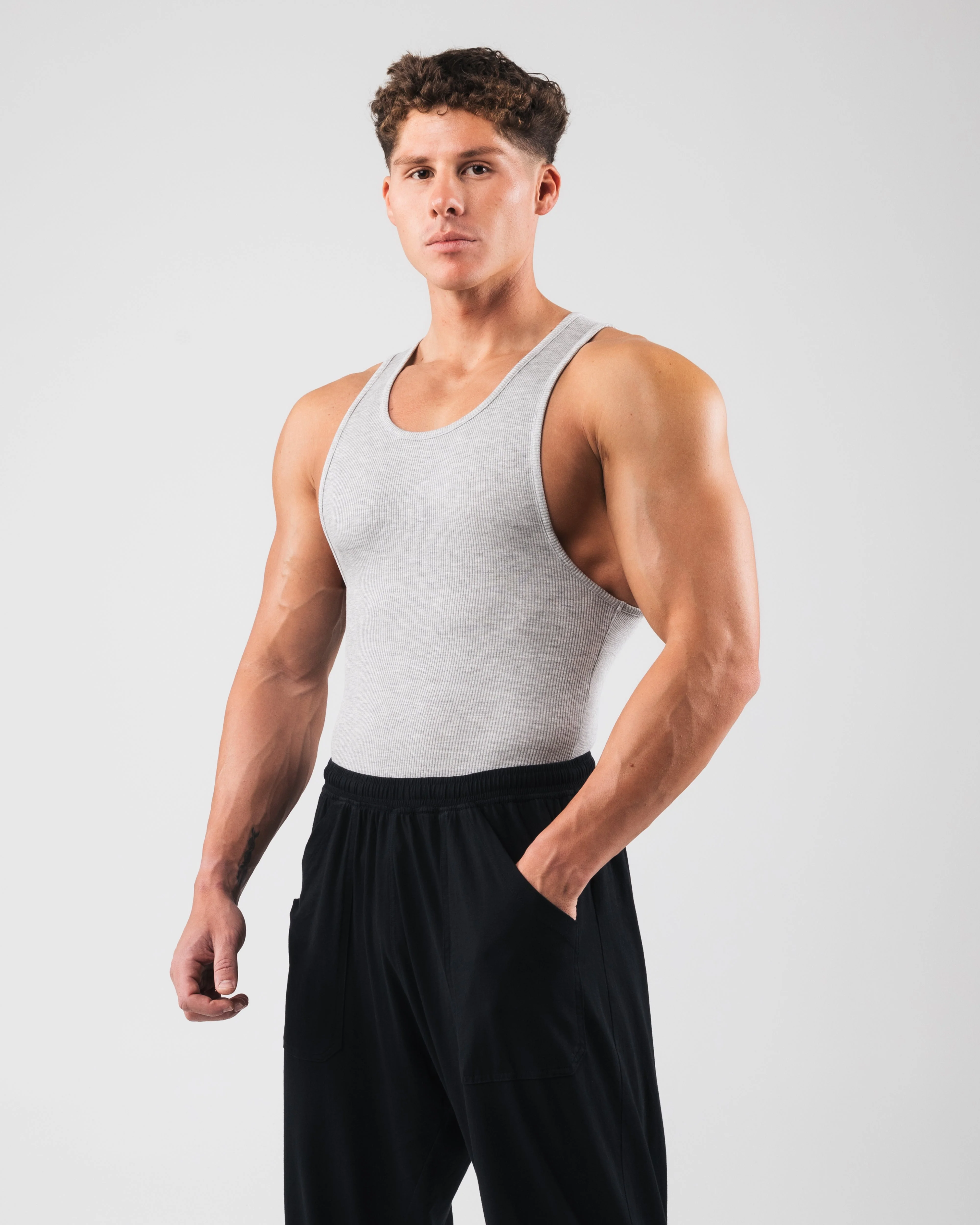 Zero Ribbed Tank 2pk - Heather Grey - Image 3