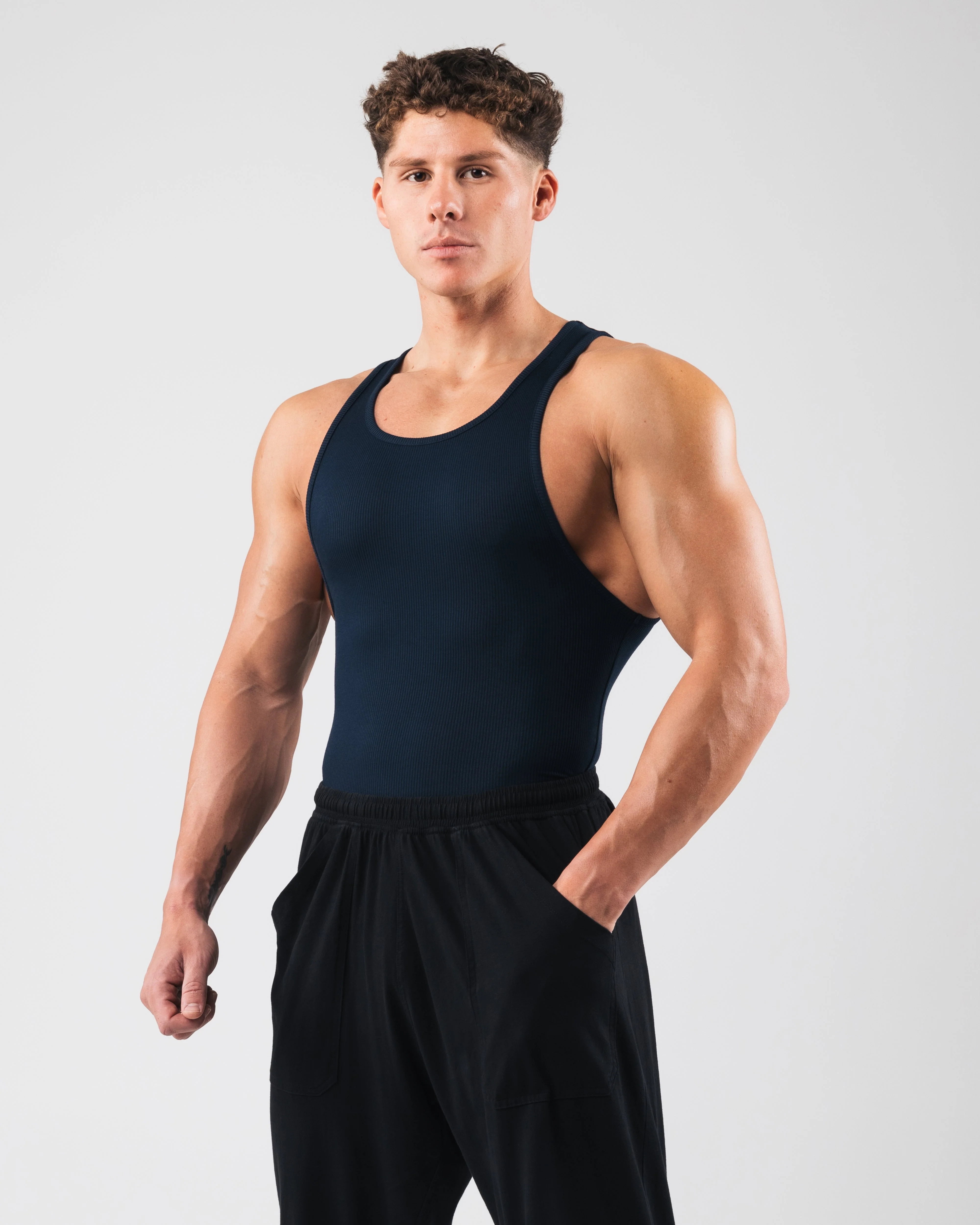 Zero Ribbed Tank 2pk - Navy - Image 3