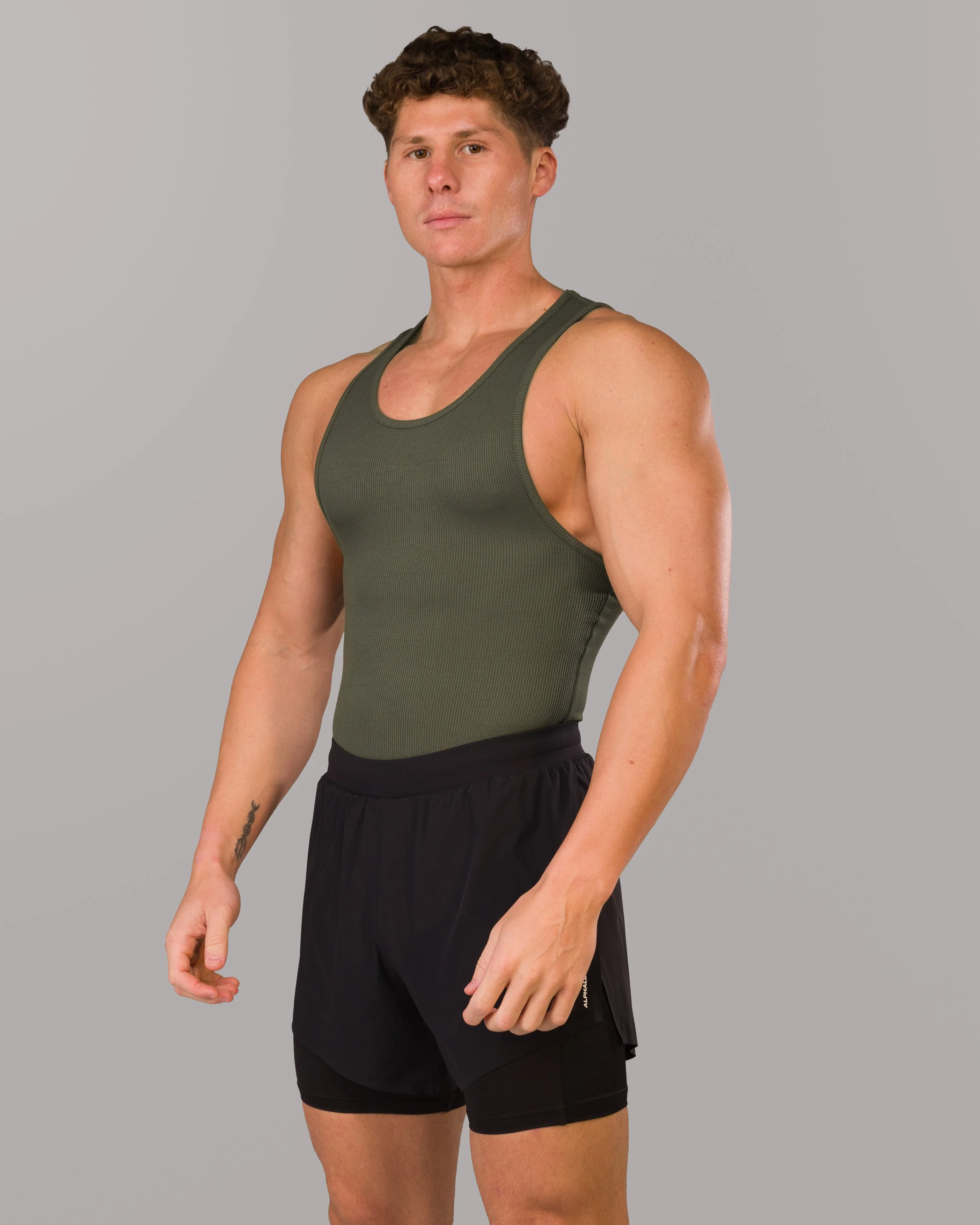 Zero Ribbed Tank 2pk - Signature Green / Signature Brown - Image 3