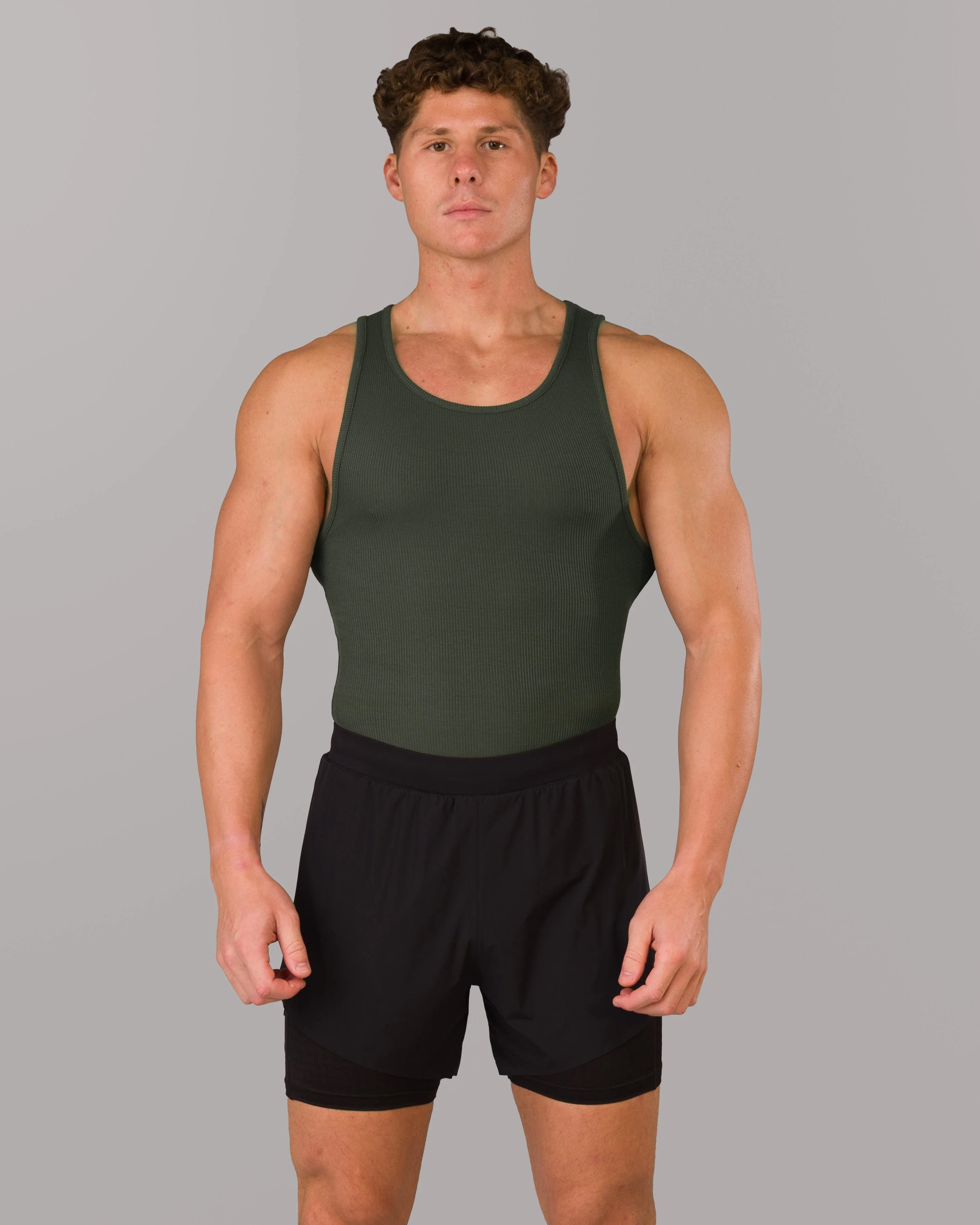 Zero Ribbed Tank 2pk - Signature Green / Signature Brown - Image 6