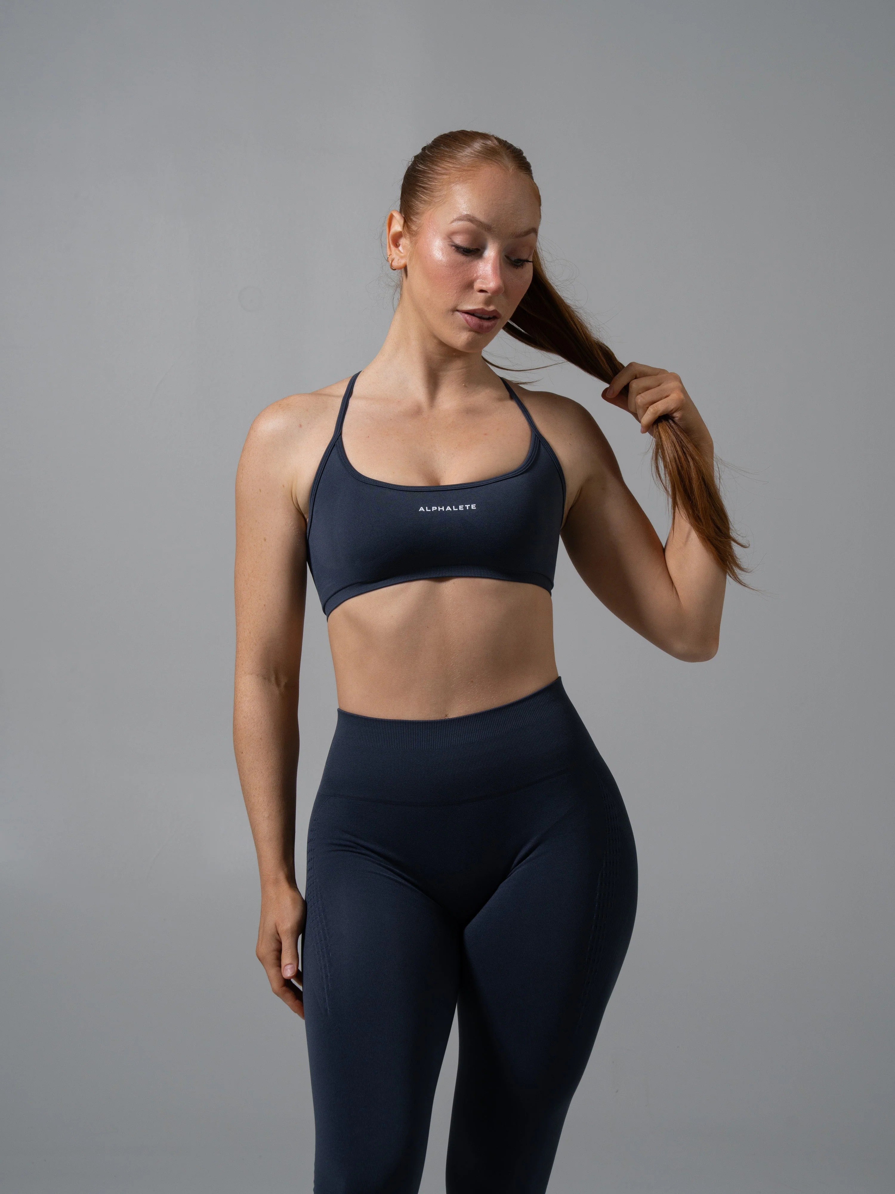 Amplify Open Back Bra - Dusty Navy - Image 3