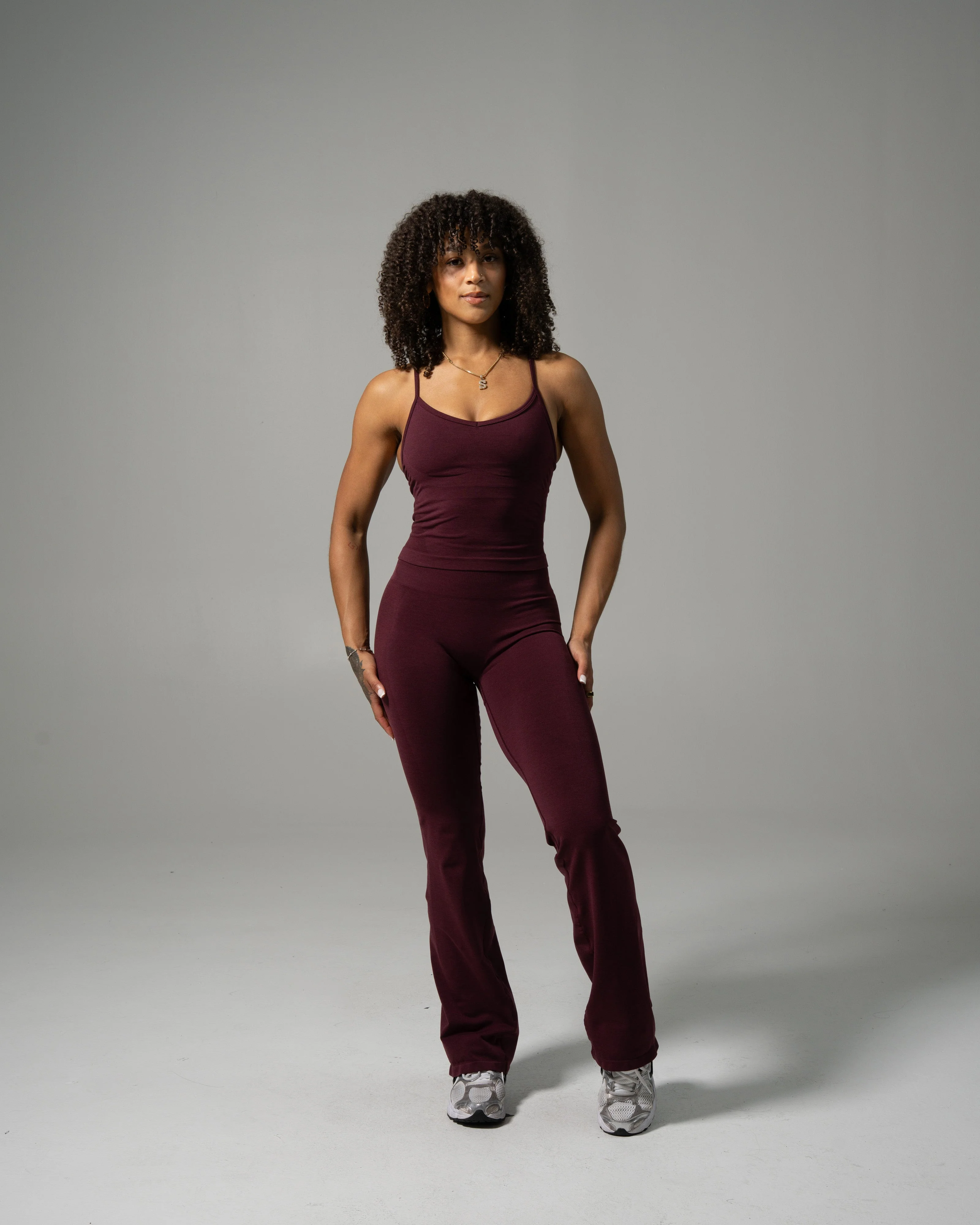 Pump Mid Rise Flared Pant - Merlot - Image 5