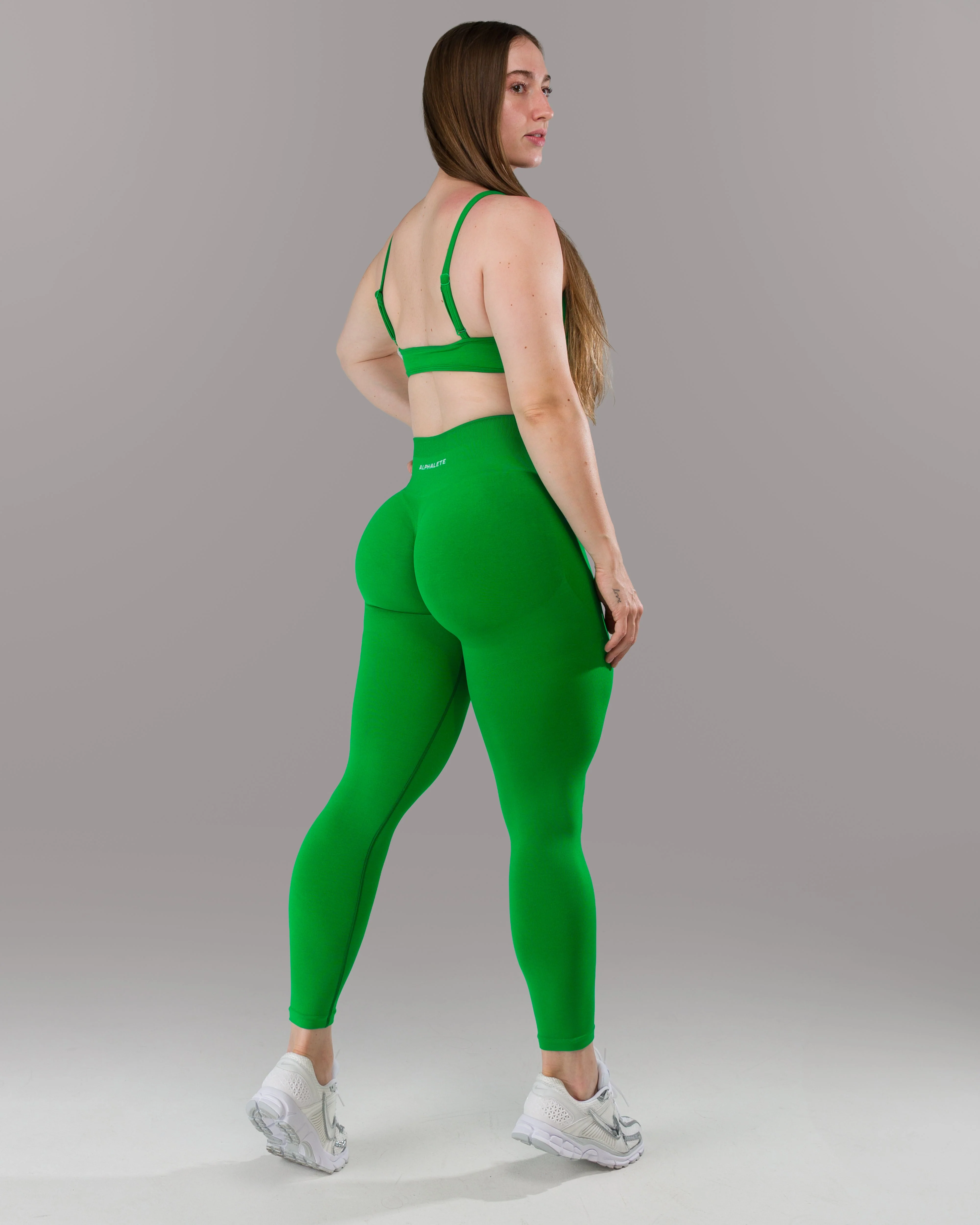 Pump Mid Rise Legging - Emerald Green w/ Logo - Image 10