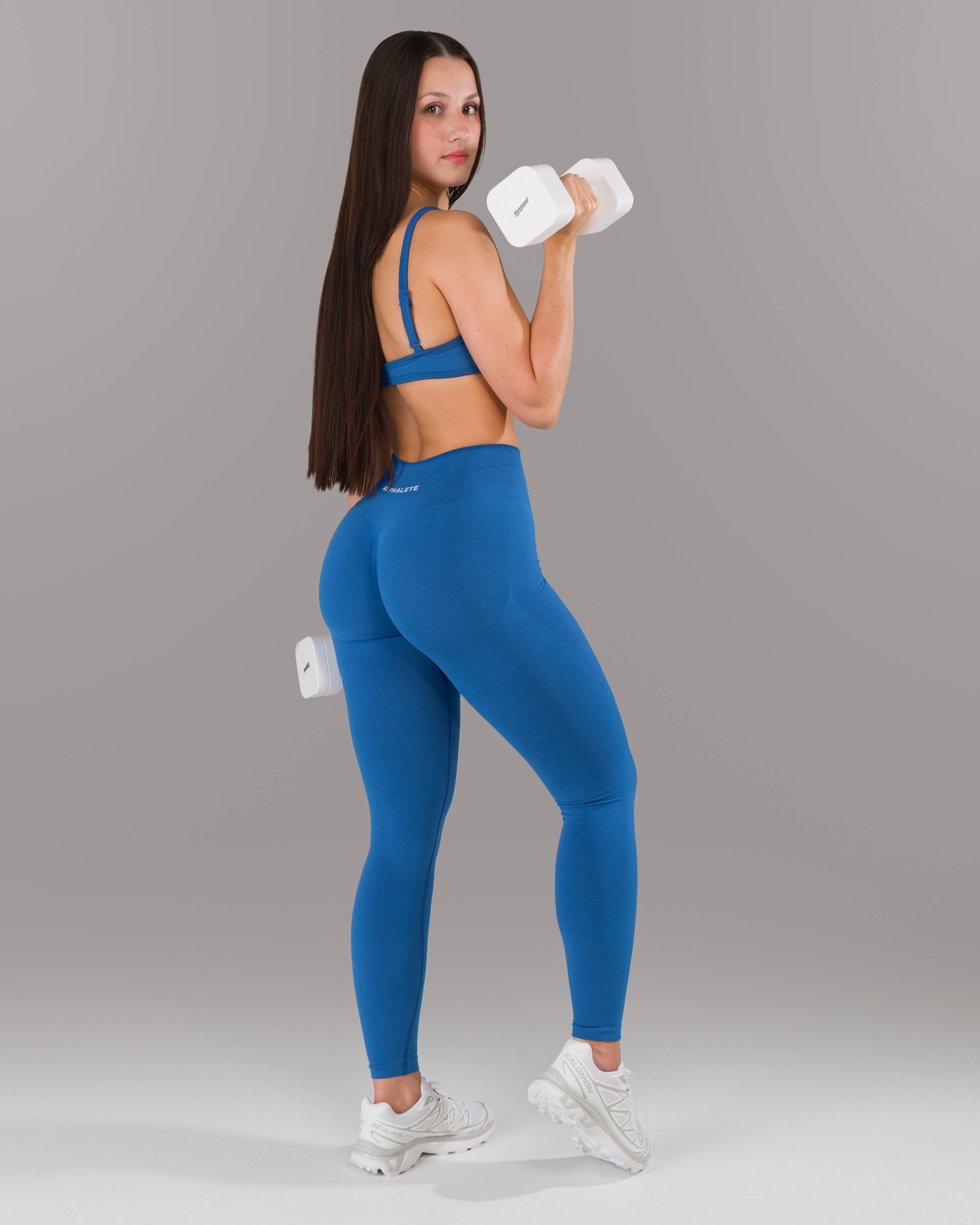 Pump Mid Rise Legging - Palace Blue w/ Logo - Image 5