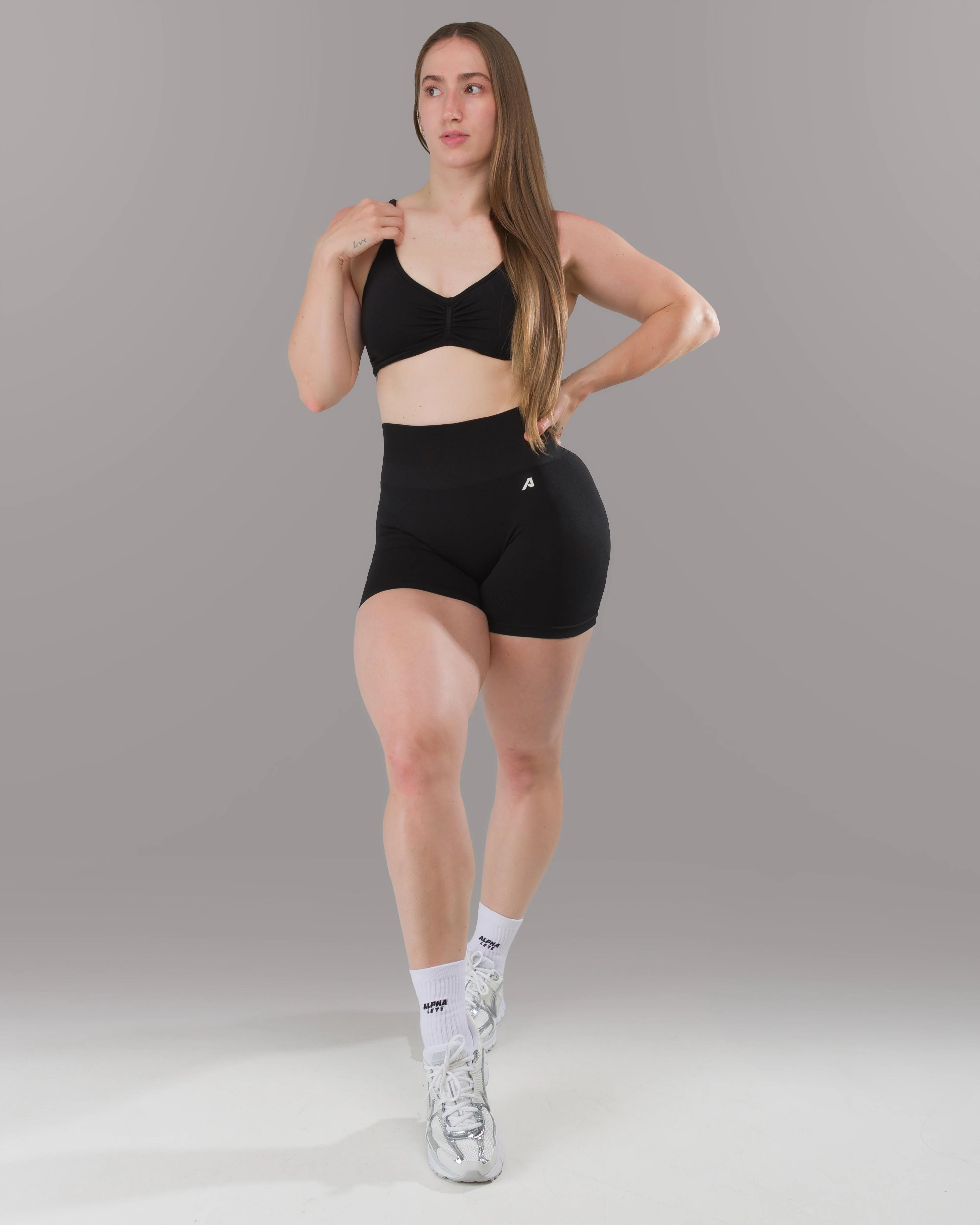 Pump Mid Rise Short - Black w/ Logo - Image 8