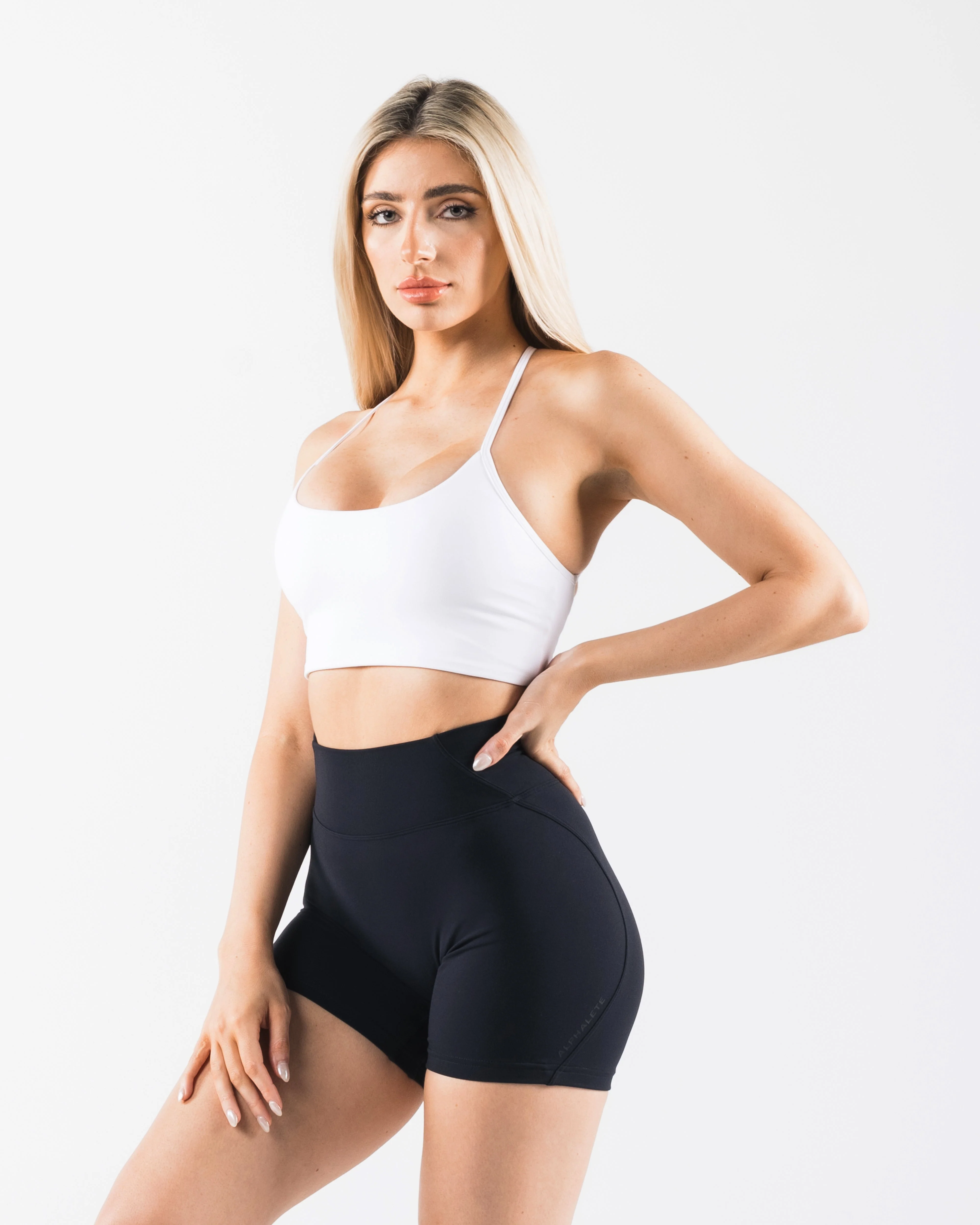 Aura Strappy Longline Bra - White - Image 4