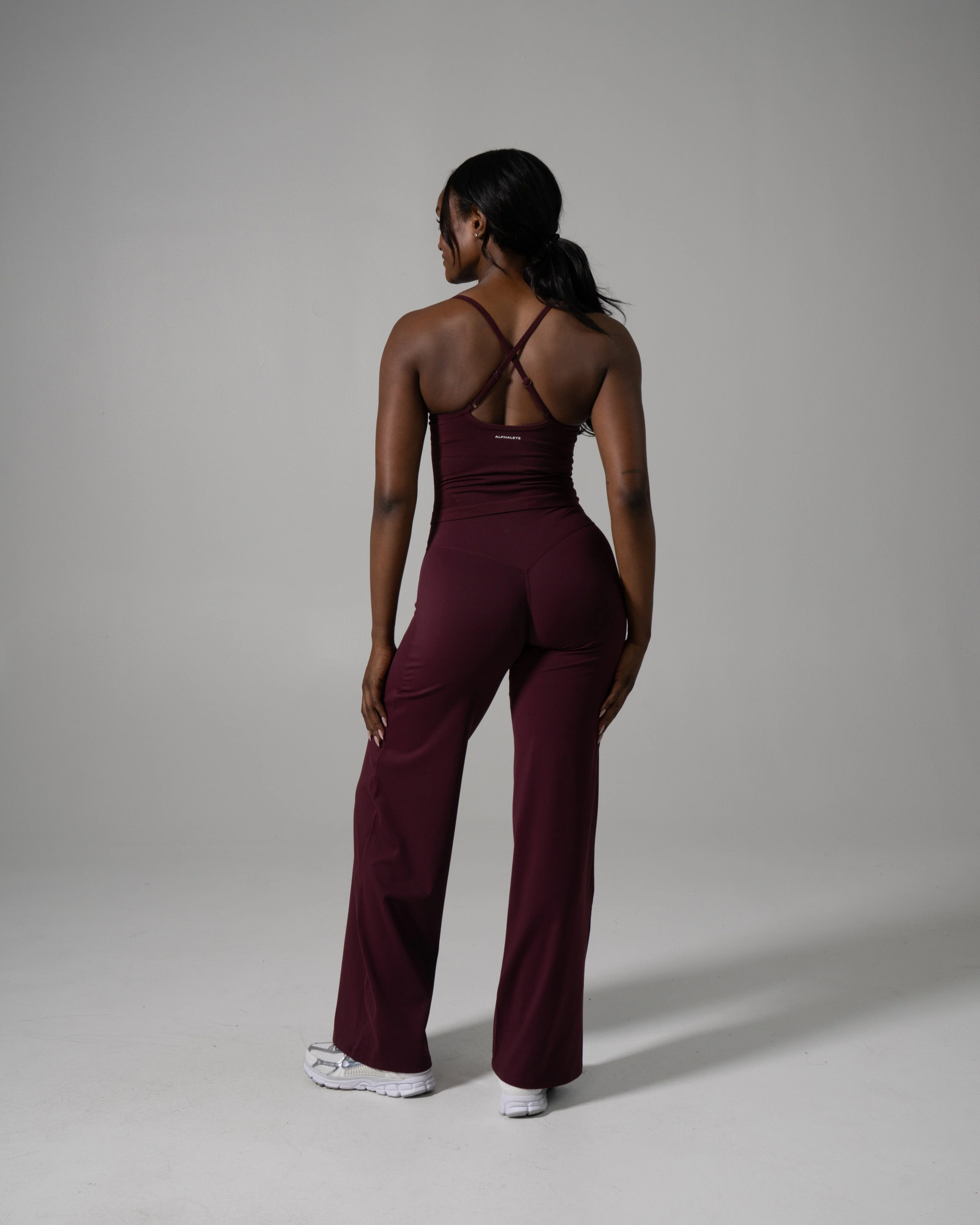 Aura Wide Leg Pant Long - Merlot - Image 4