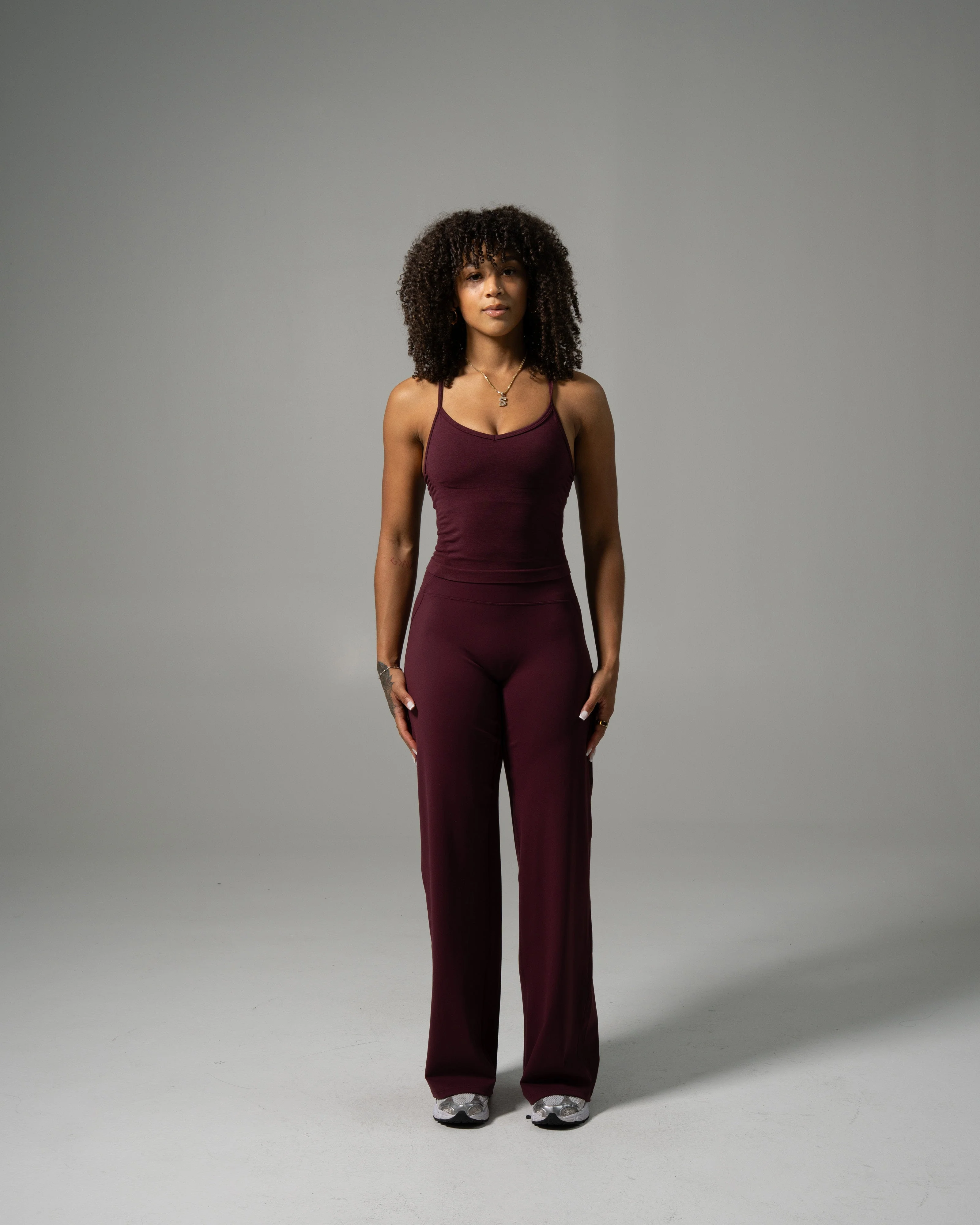 Aura Wide Leg Pant - Merlot - Image 5