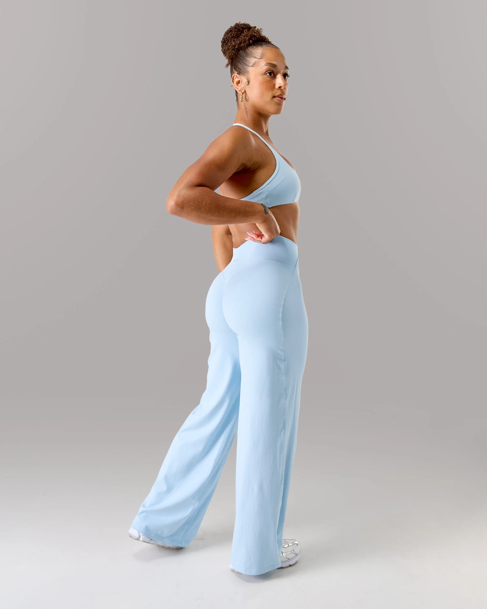Aura Wide Leg Pant - Powder Blue - Image 3