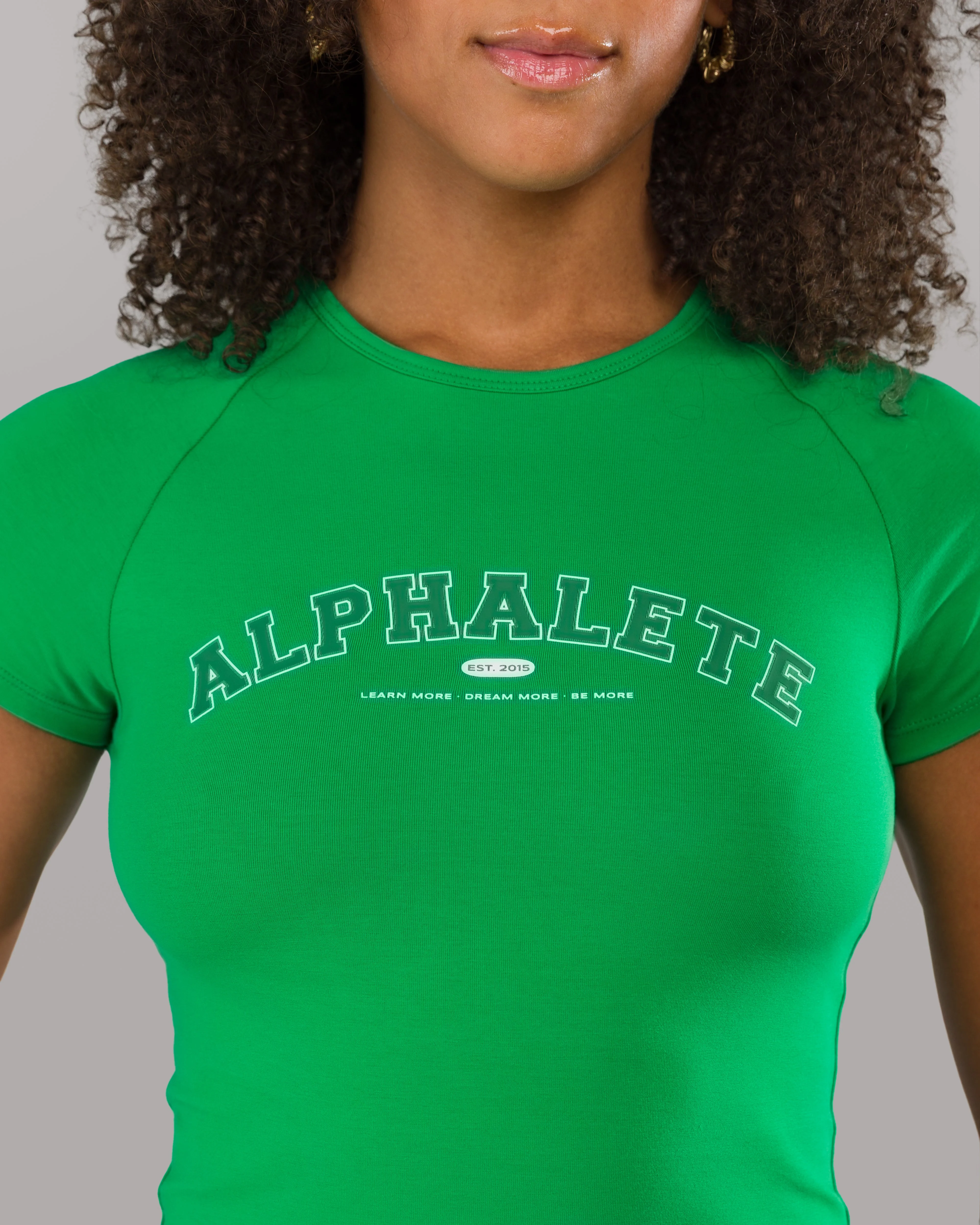 Varsity Baby Tee - Emerald Green - Image 5