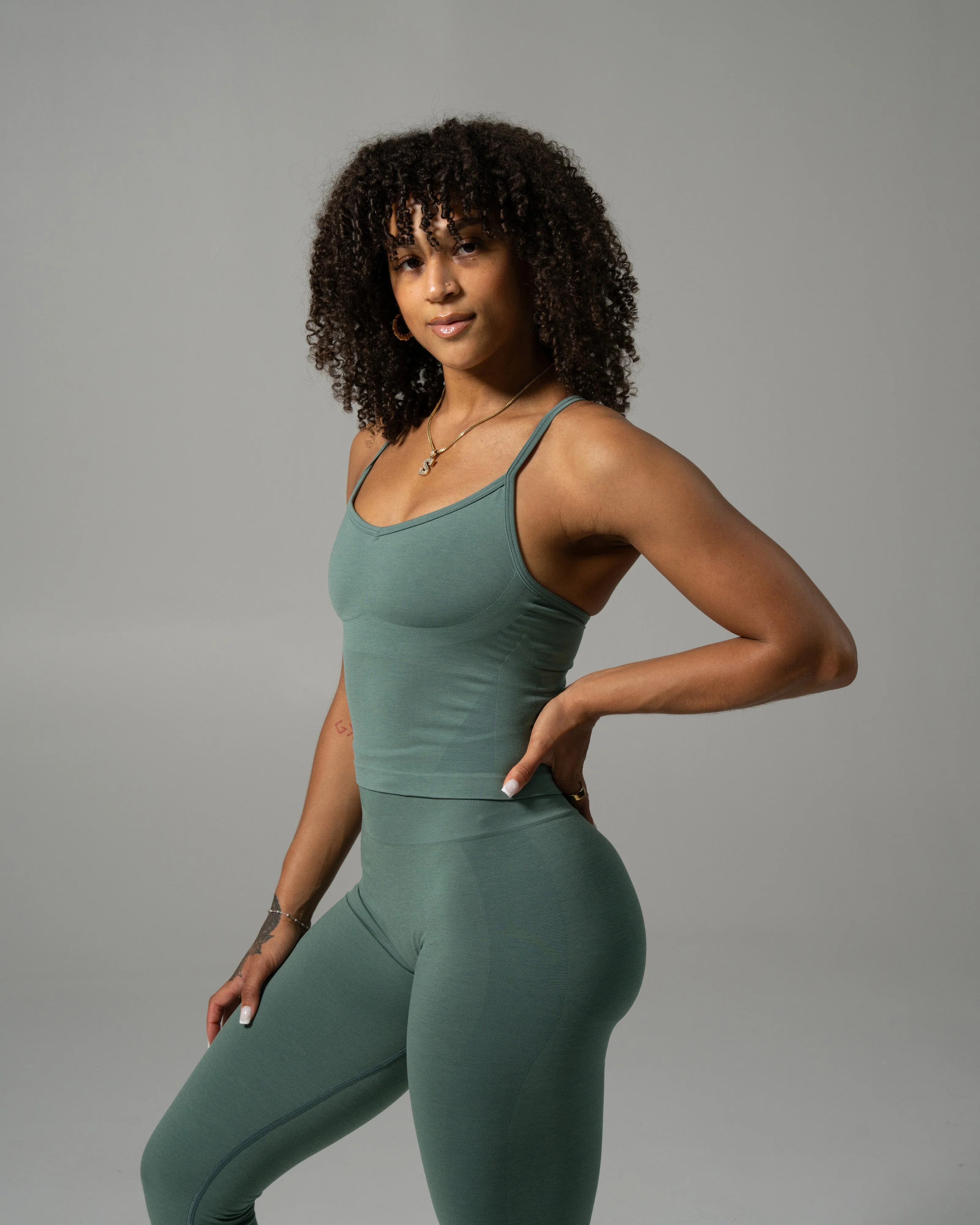 Crossed Push Tank - Juniper Green - Image 3