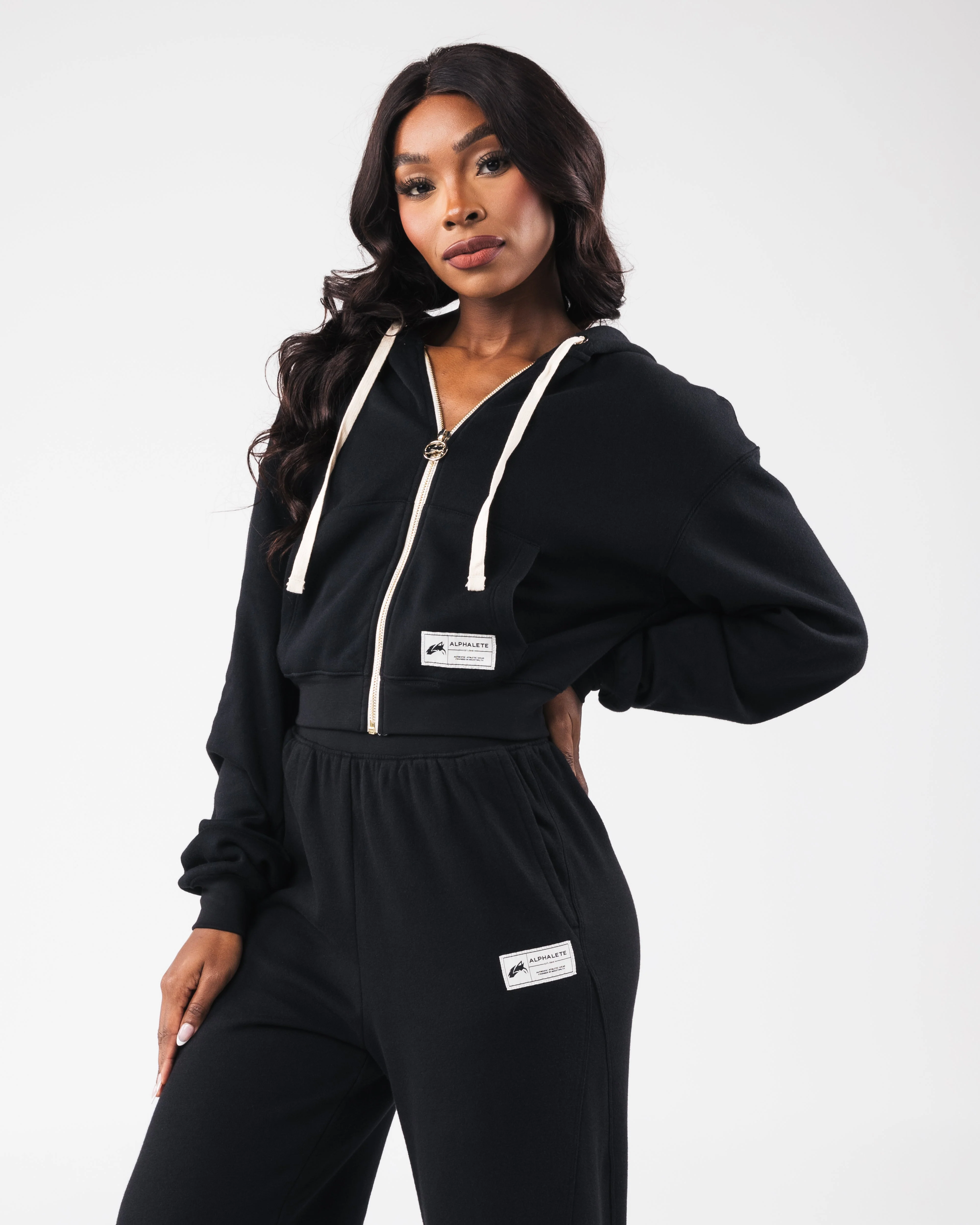 Fleece Zip Jacket - Black - Image 3