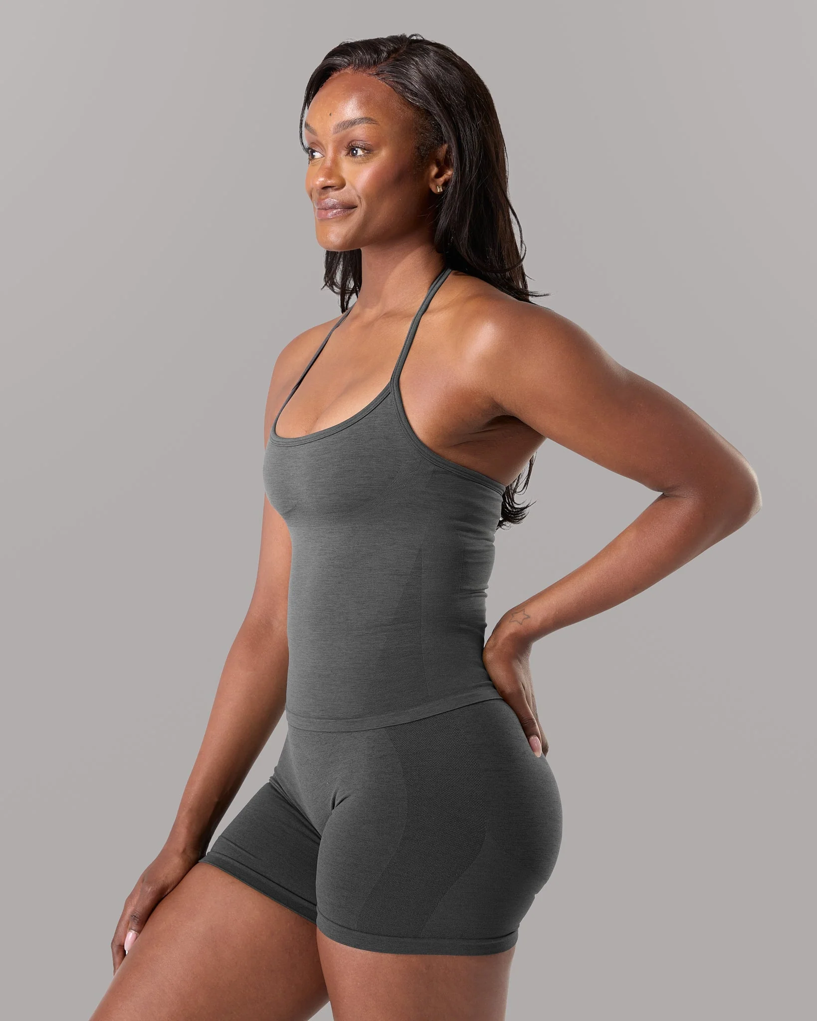 Halter Push Tank - Dark Heather Grey - Image 4