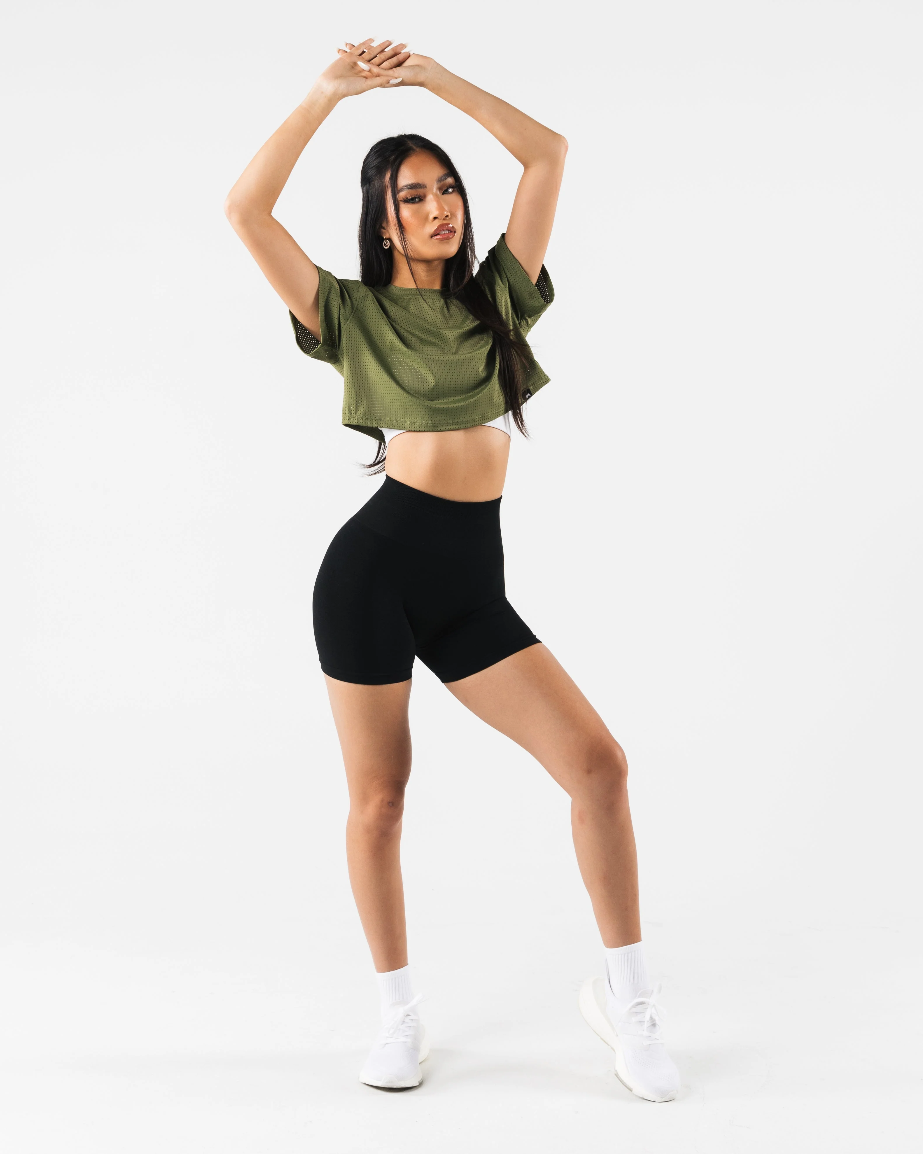 Margo Mesh Crop Tee - Agave - Image 2