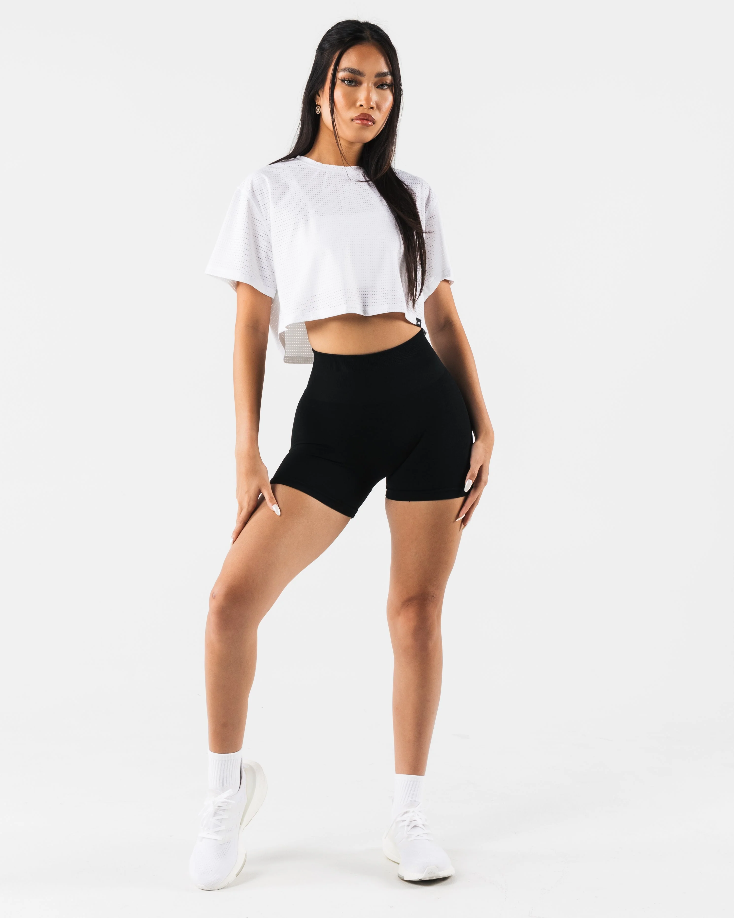 Margo Mesh Crop Tee - White - Image 2