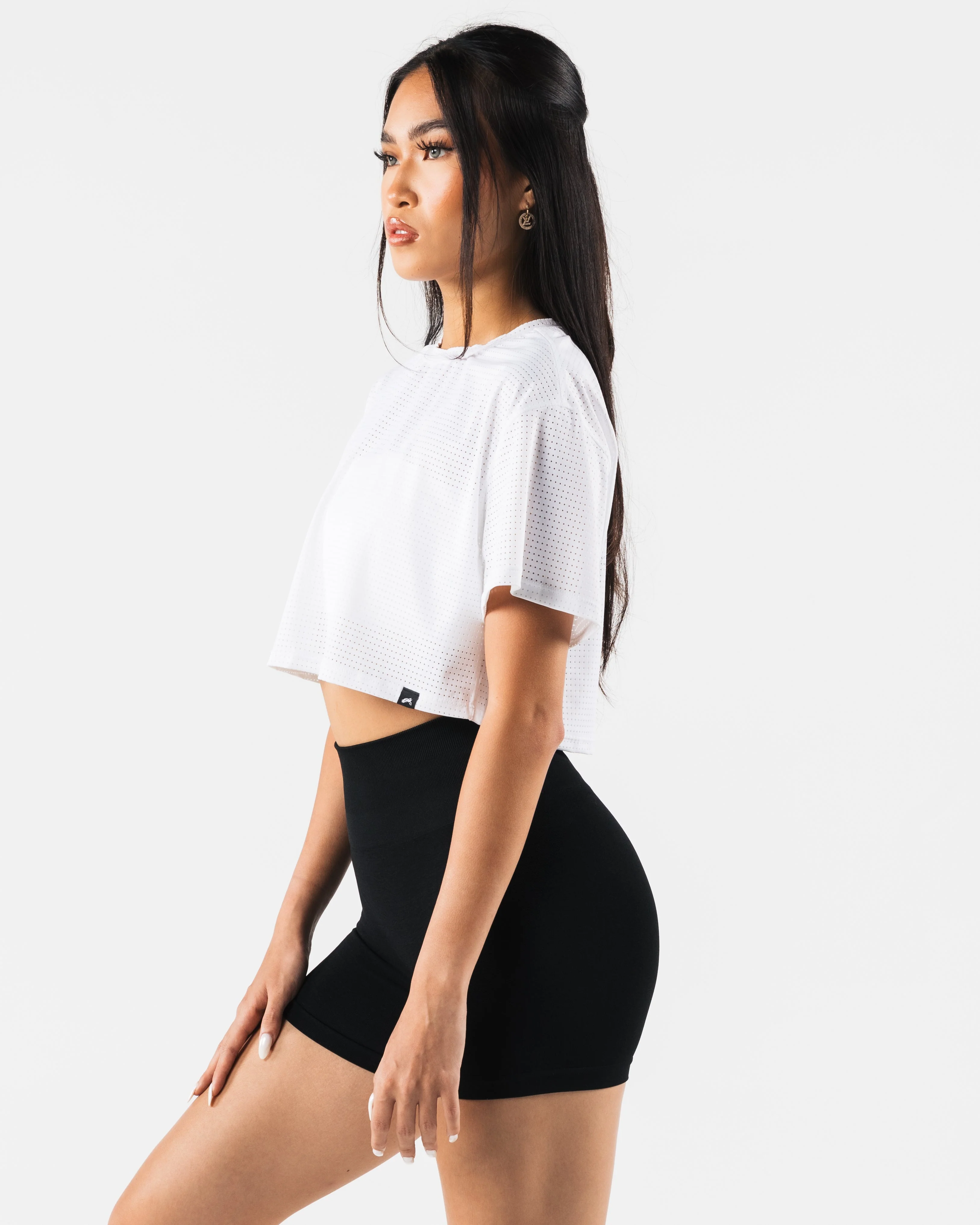 Margo Mesh Crop Tee - White - Image 3