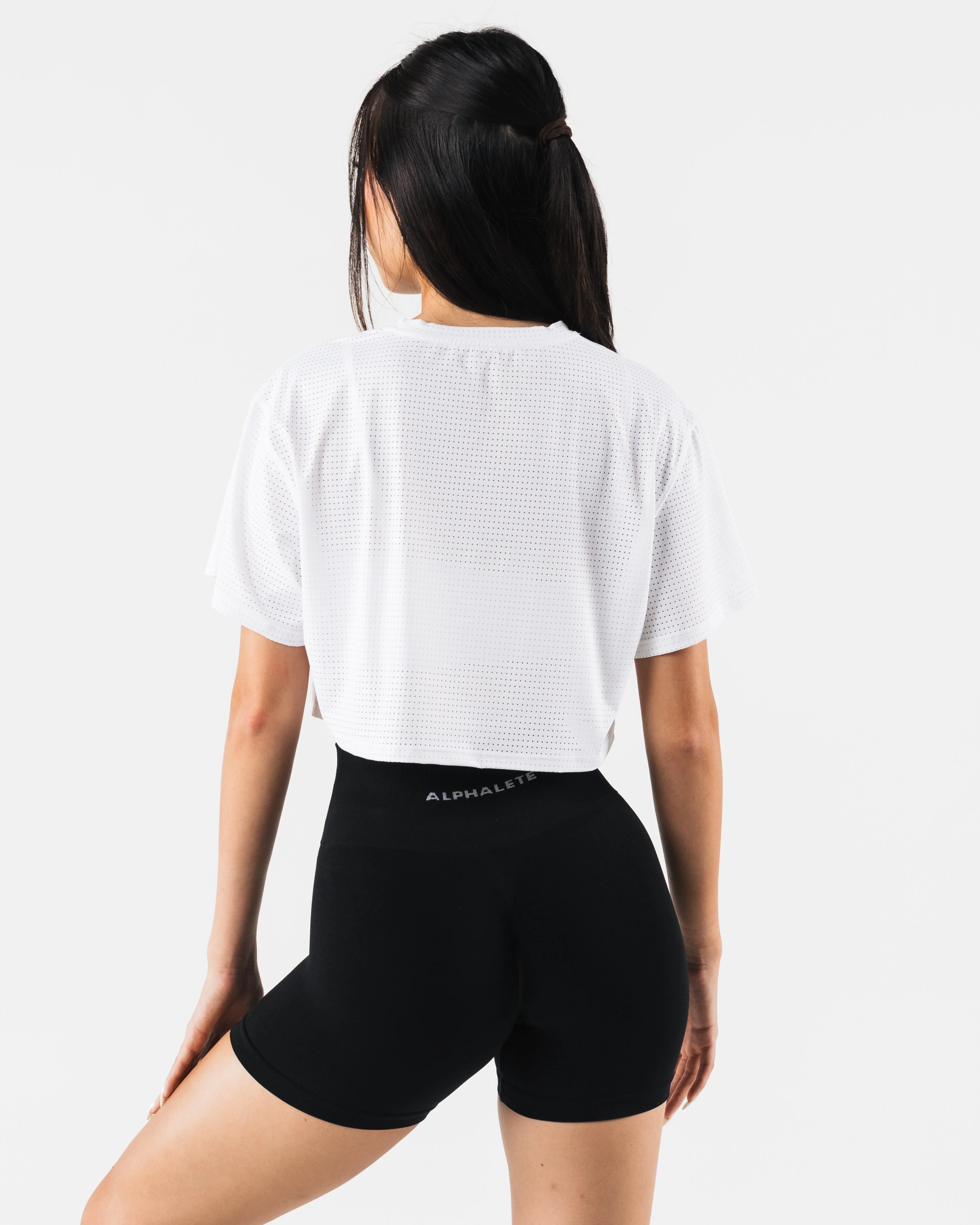 Margo Mesh Crop Tee - White - Image 4