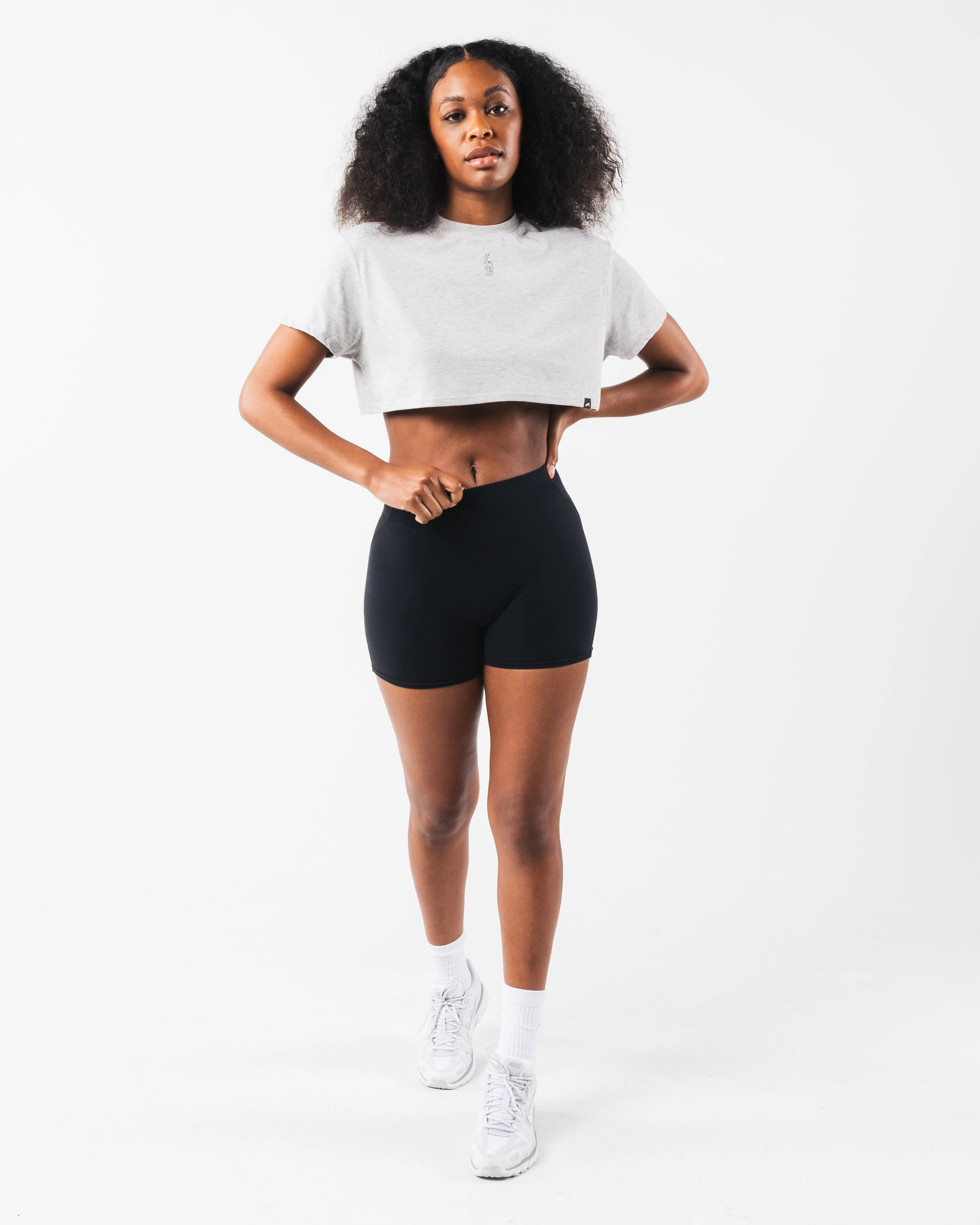 LDB Oversized Crop Tee - Heather Cloud - Image 2