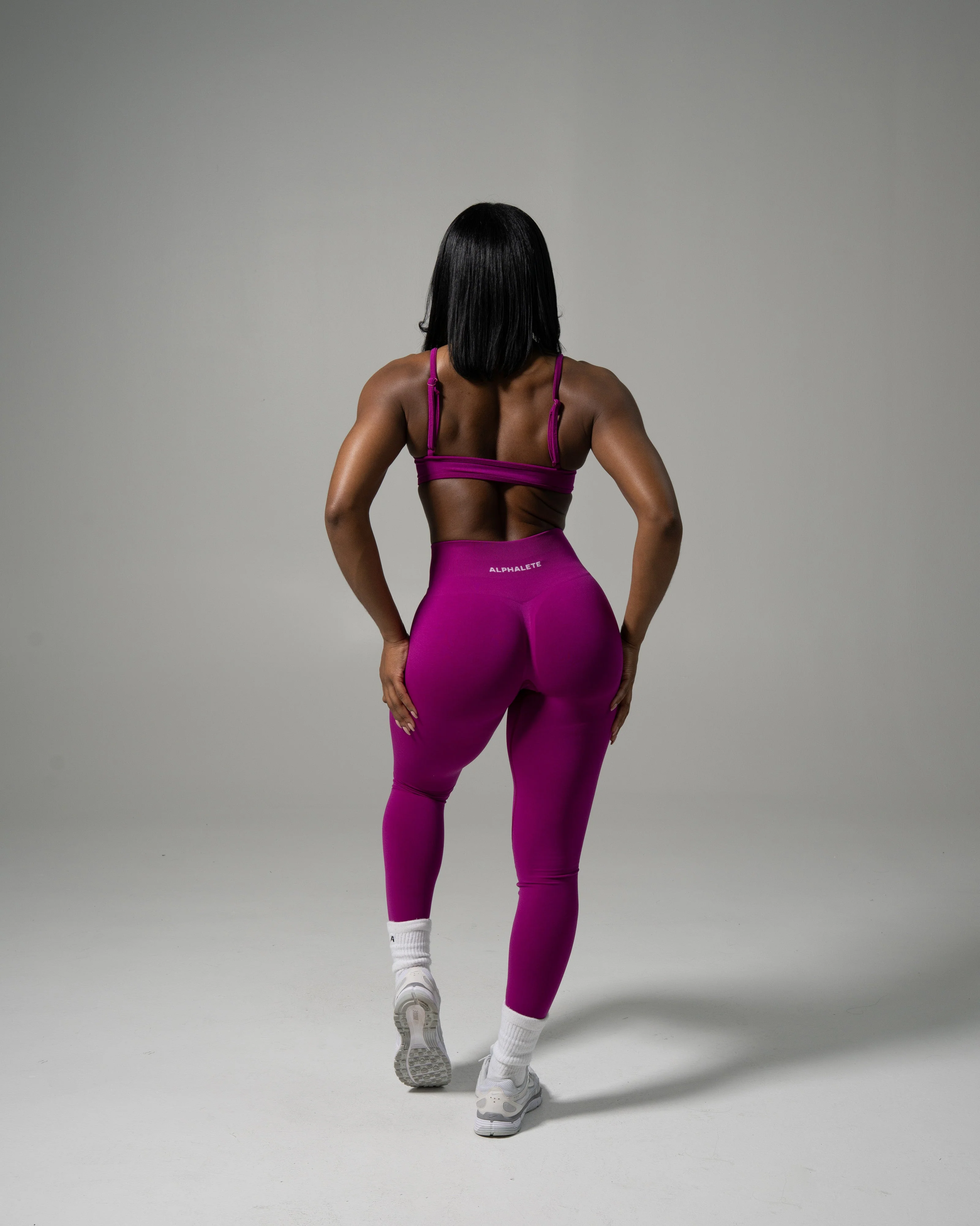 Pump Mid Rise Legging - Dark Fuchsia - Image 4