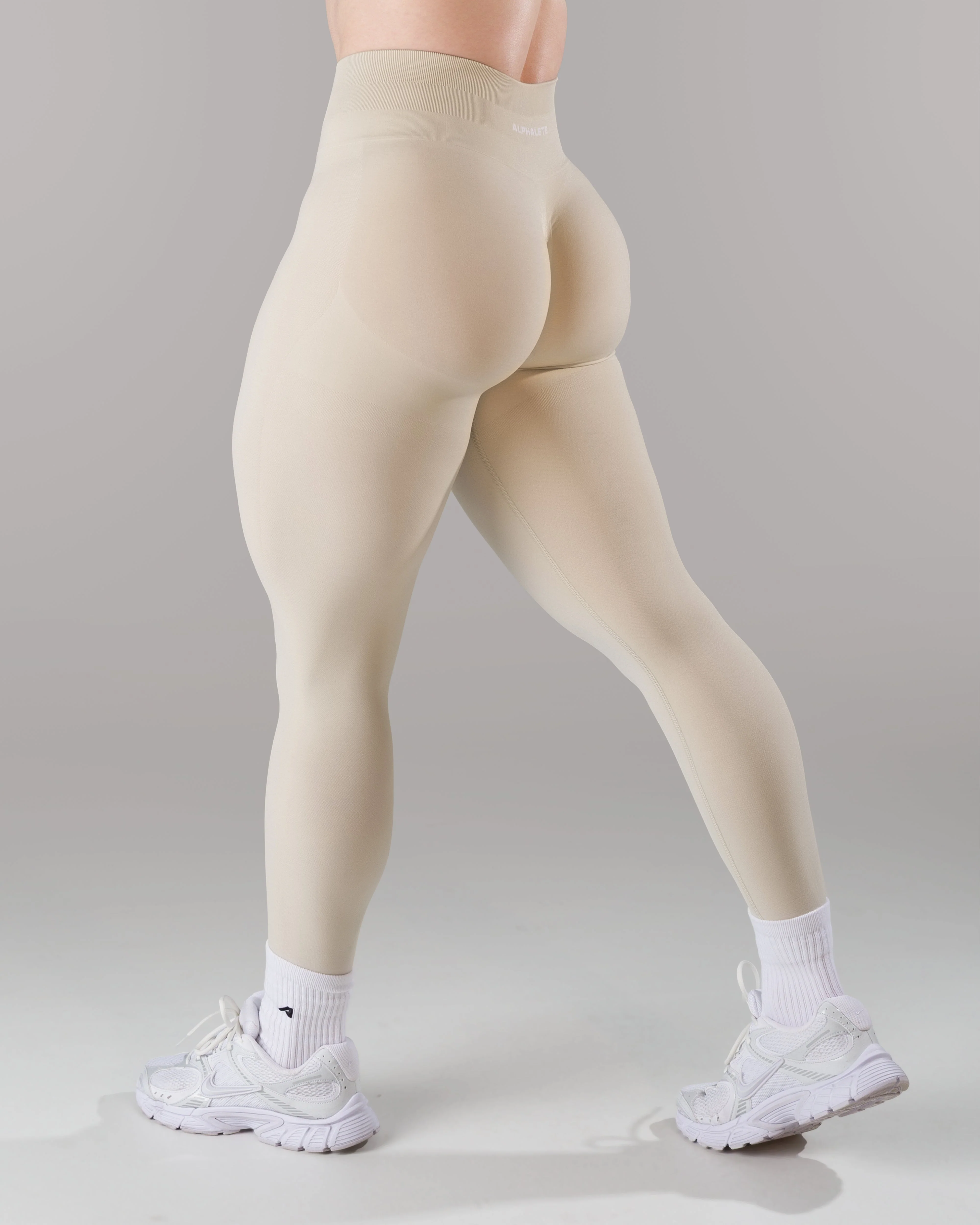 Pump Mid Rise Legging - Wheat w/ Logo - Image 6