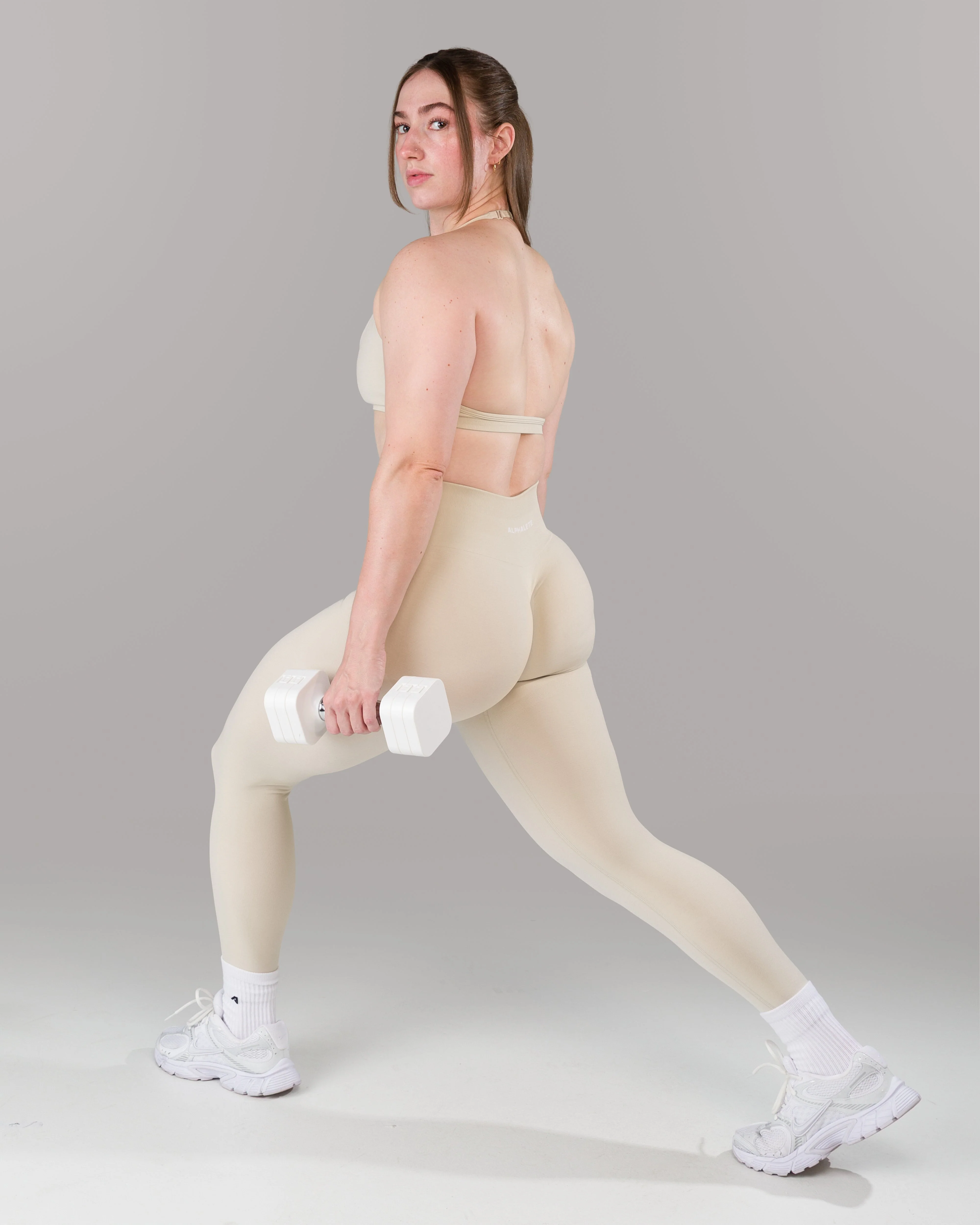 Pump Mid Rise Legging - Wheat w/ Logo - Image 9