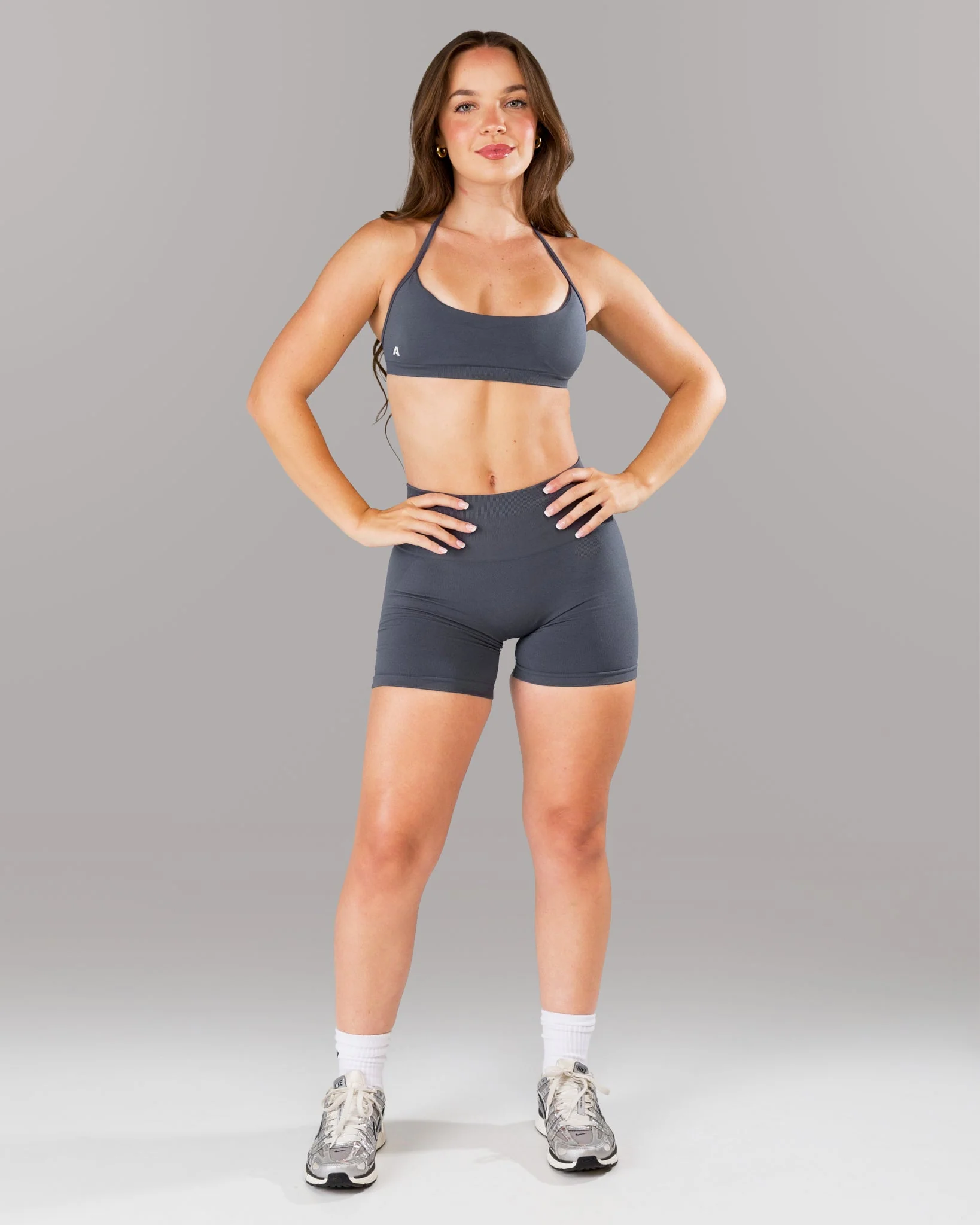 Pump Mid Rise Short - Dusty Navy w/ Logo - Image 4