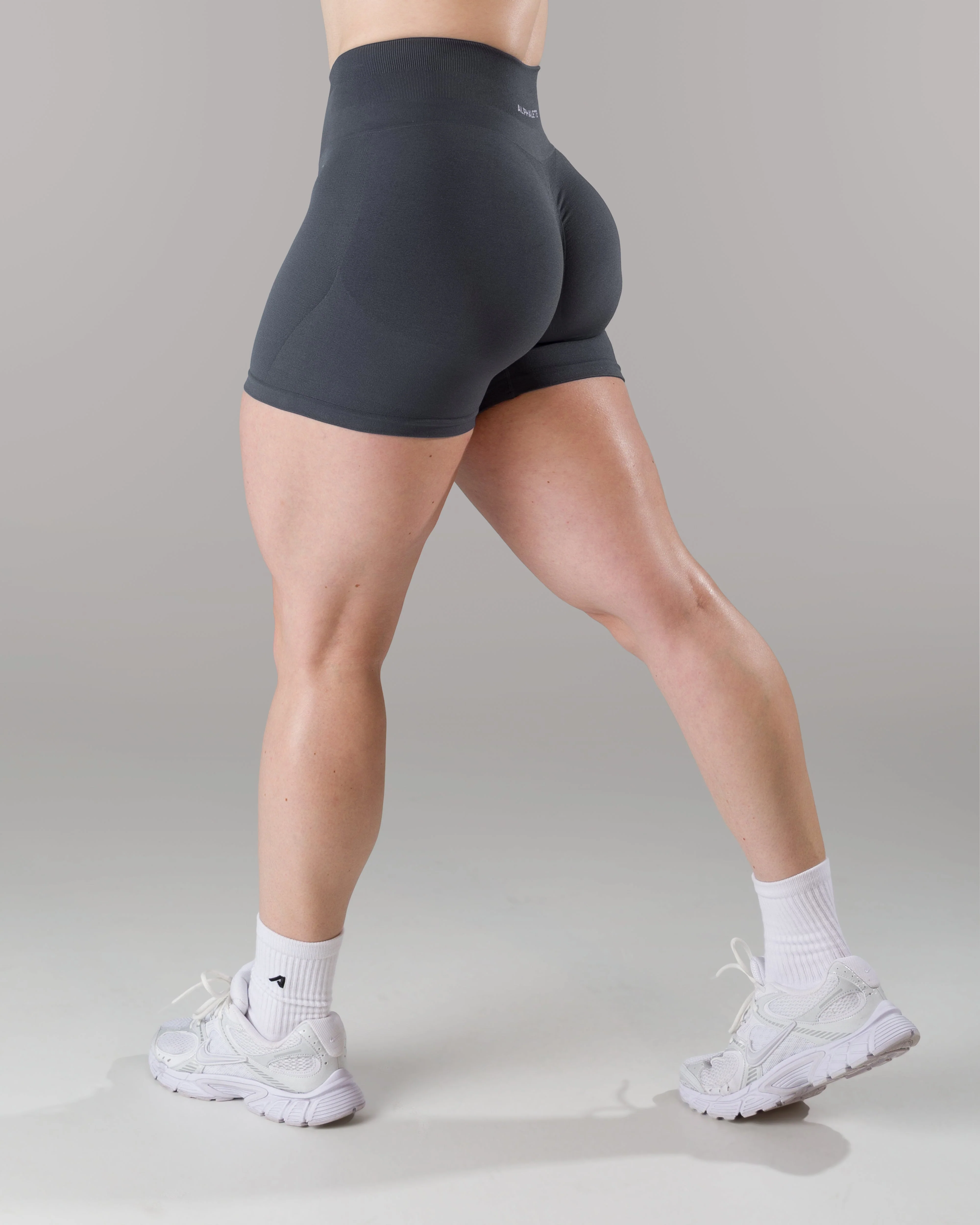 Pump Mid Rise Short - Dusty Navy w/ Logo - Image 6
