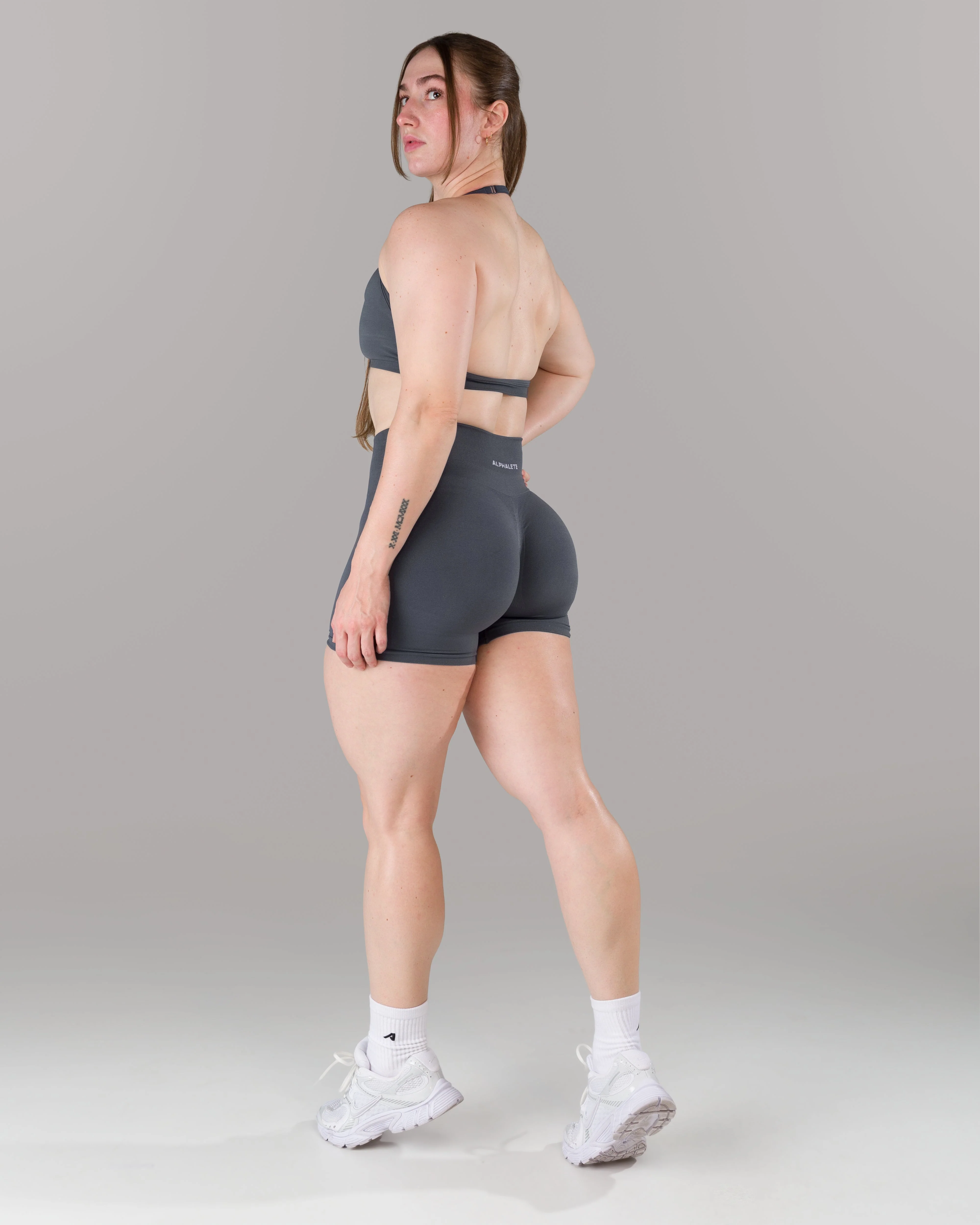 Pump Mid Rise Short - Dusty Navy w/ Logo - Image 9