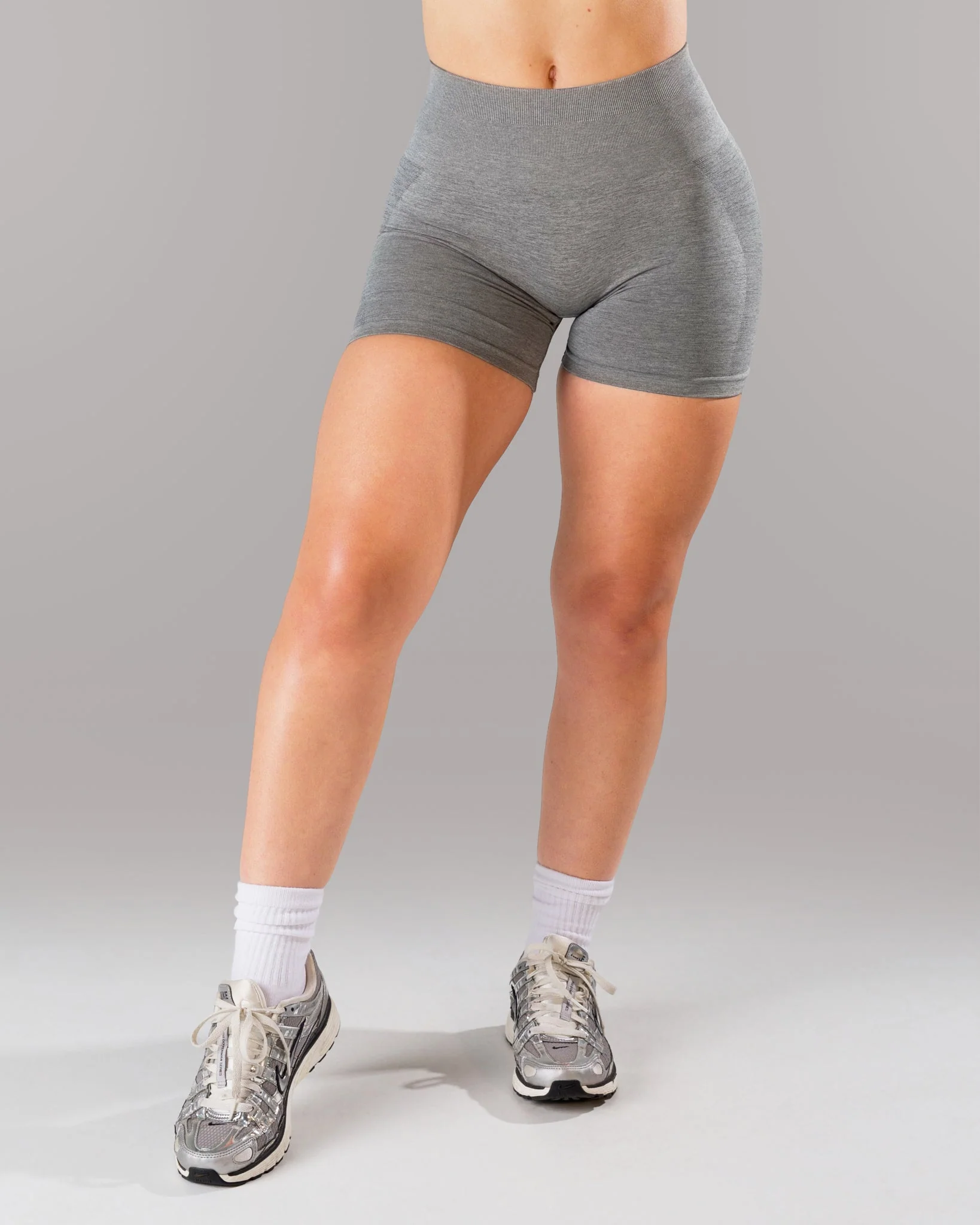 Pump Mid Rise Short - Heather Grey w/ Logo - Image 2