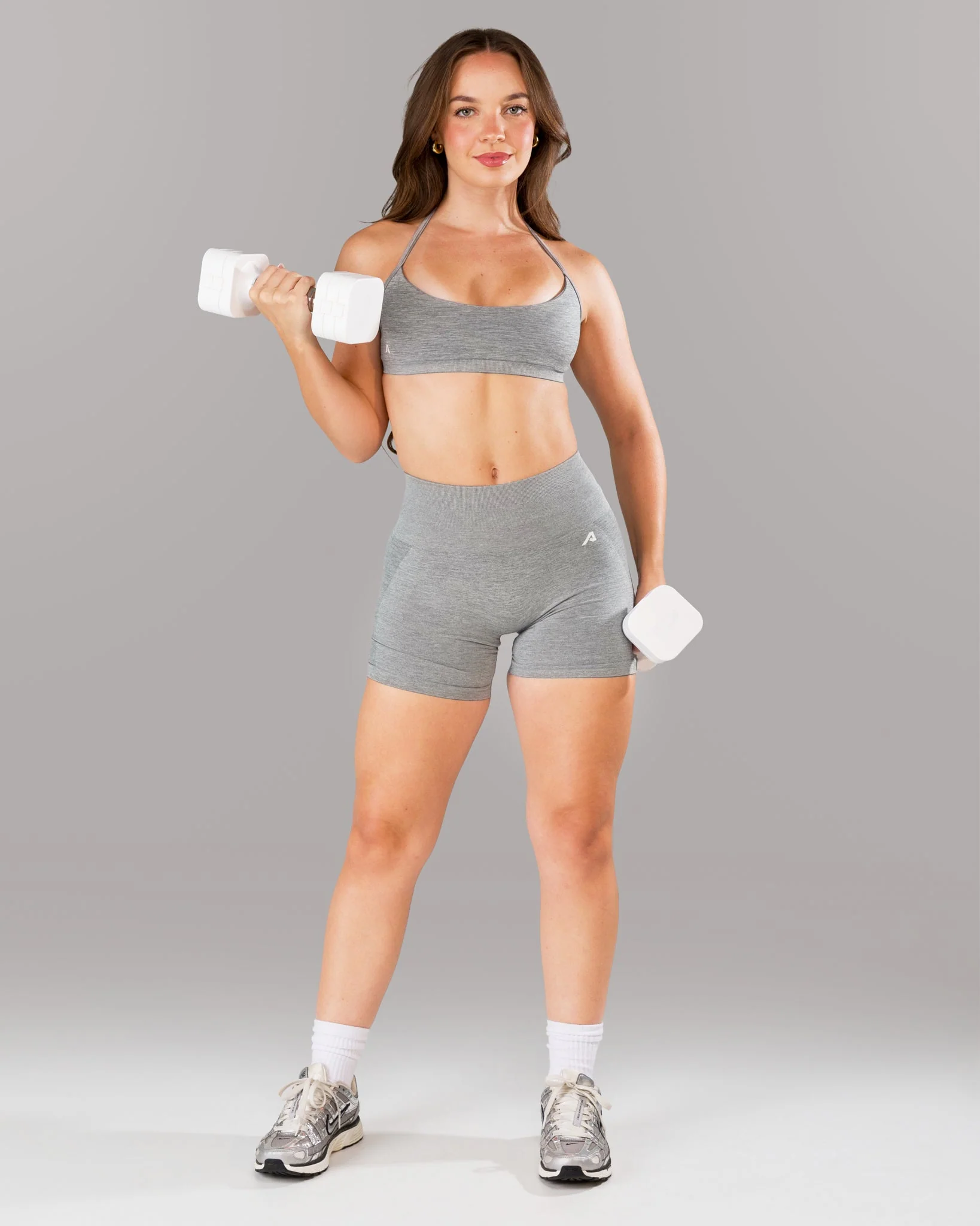Pump Mid Rise Short - Heather Grey w/ Logo - Image 4