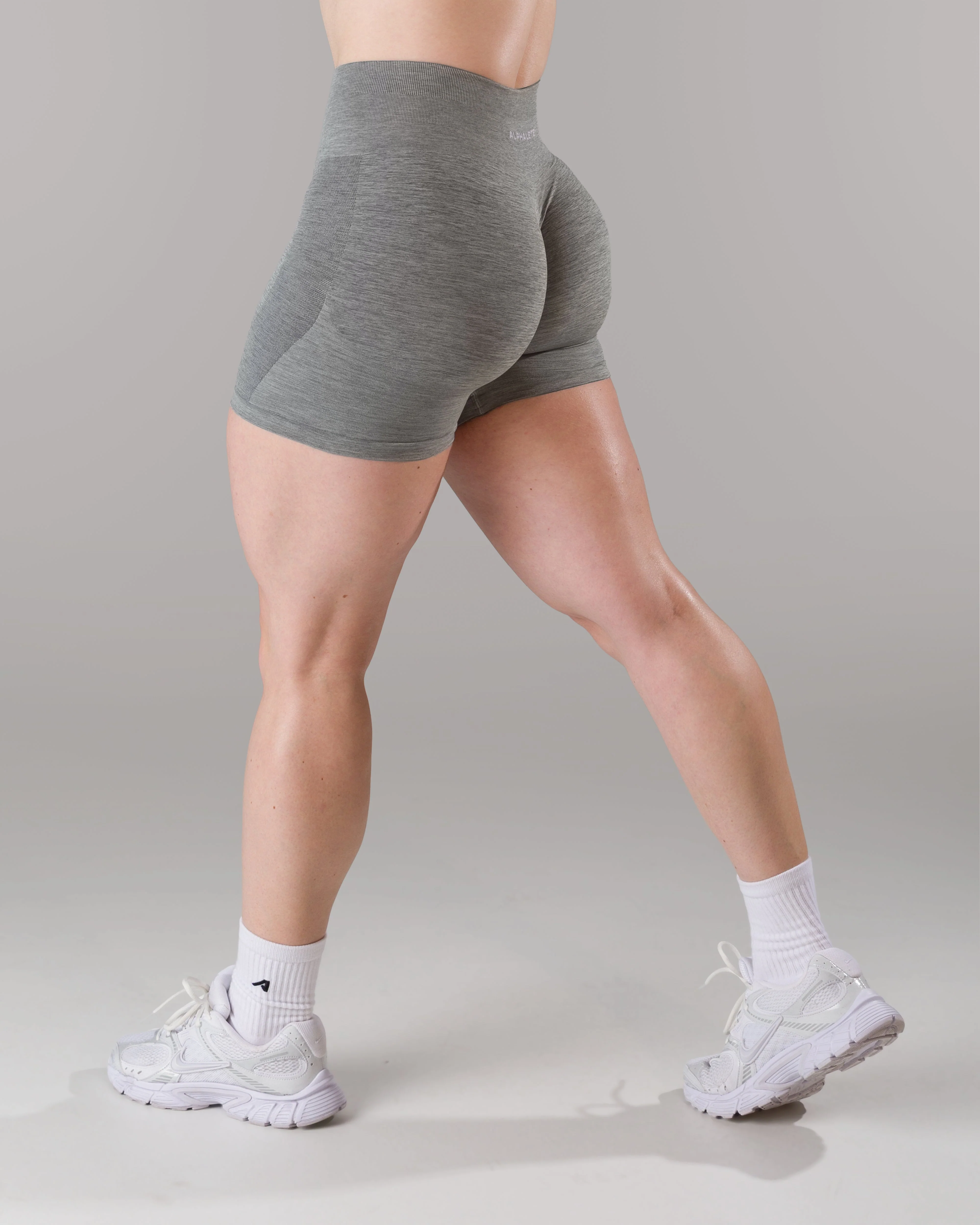 Pump Mid Rise Short - Heather Grey w/ Logo - Image 6