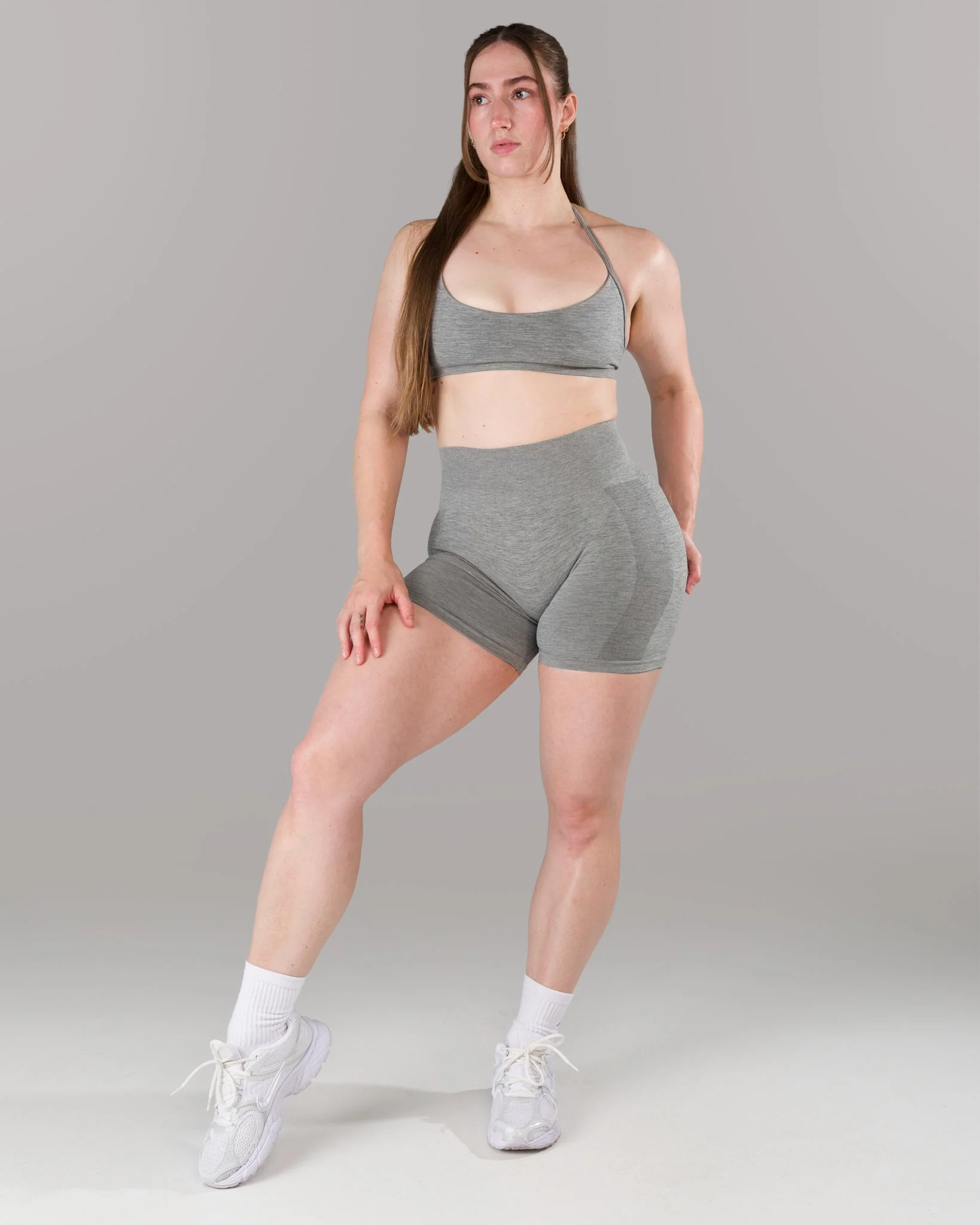 Pump Mid Rise Short - Heather Grey w/ Logo - Image 9