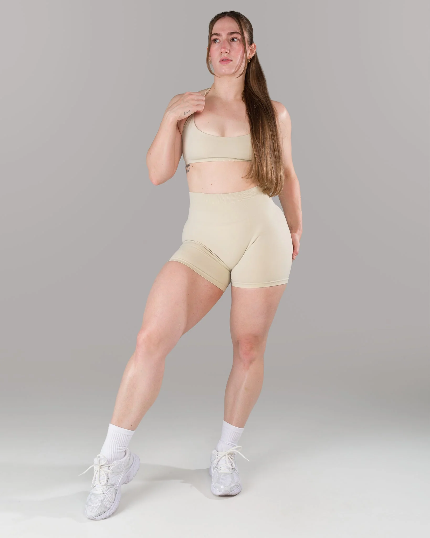 Pump Mid Rise Short - Wheat w/ Logo - Image 9
