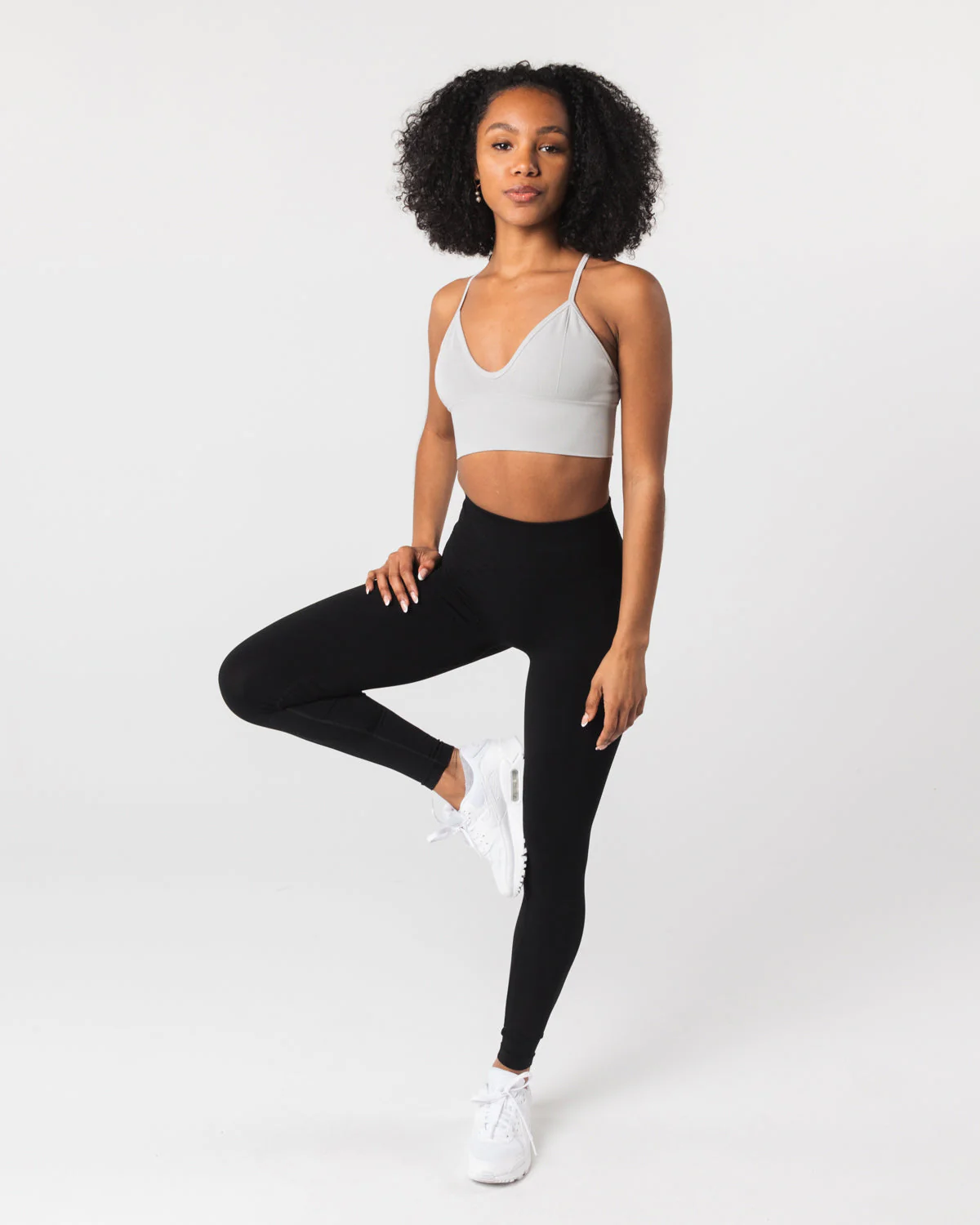 Seamless Ribbed Bra - Oyster Grey - Image 2