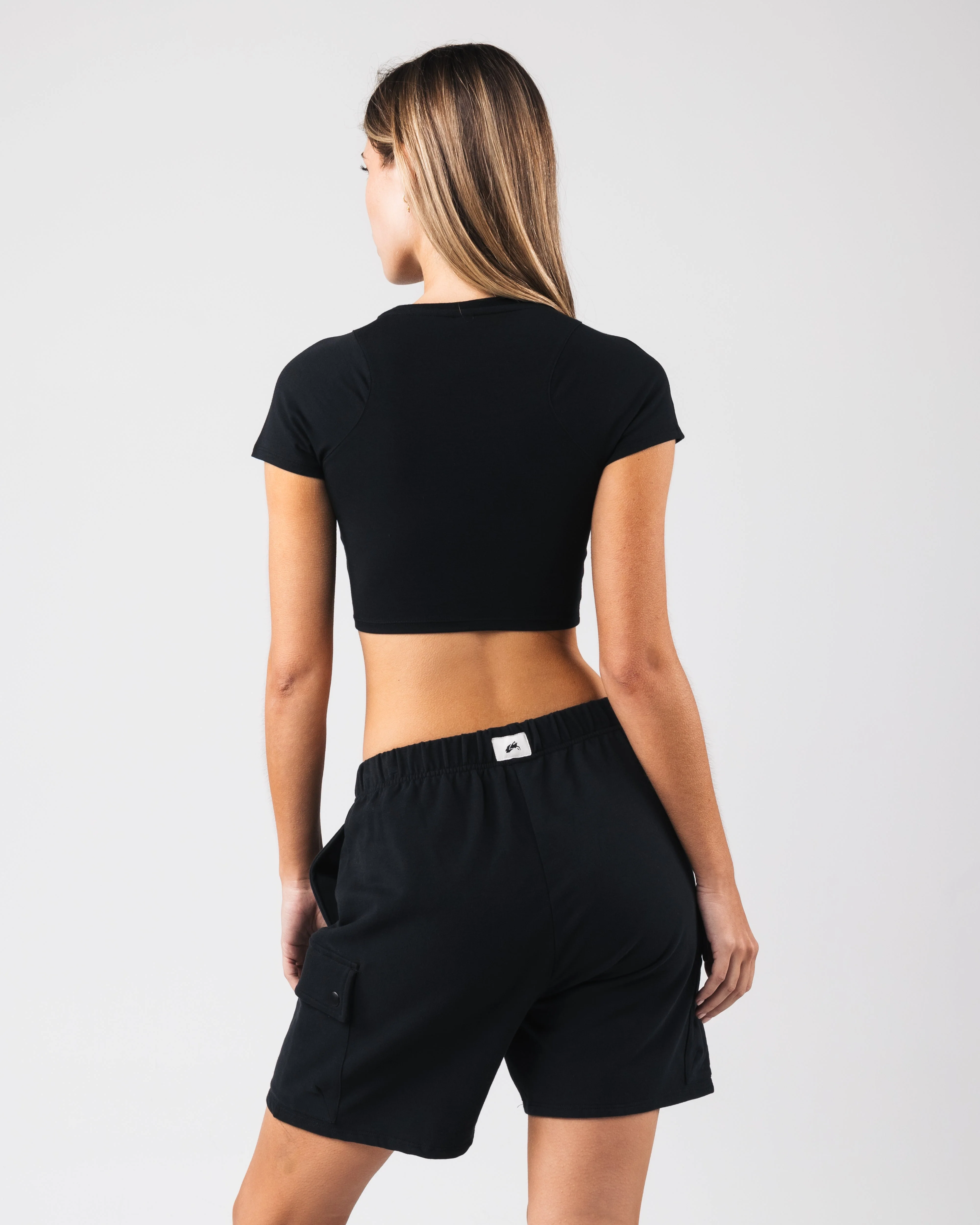 Angled Crop Tee - Black - Image 4