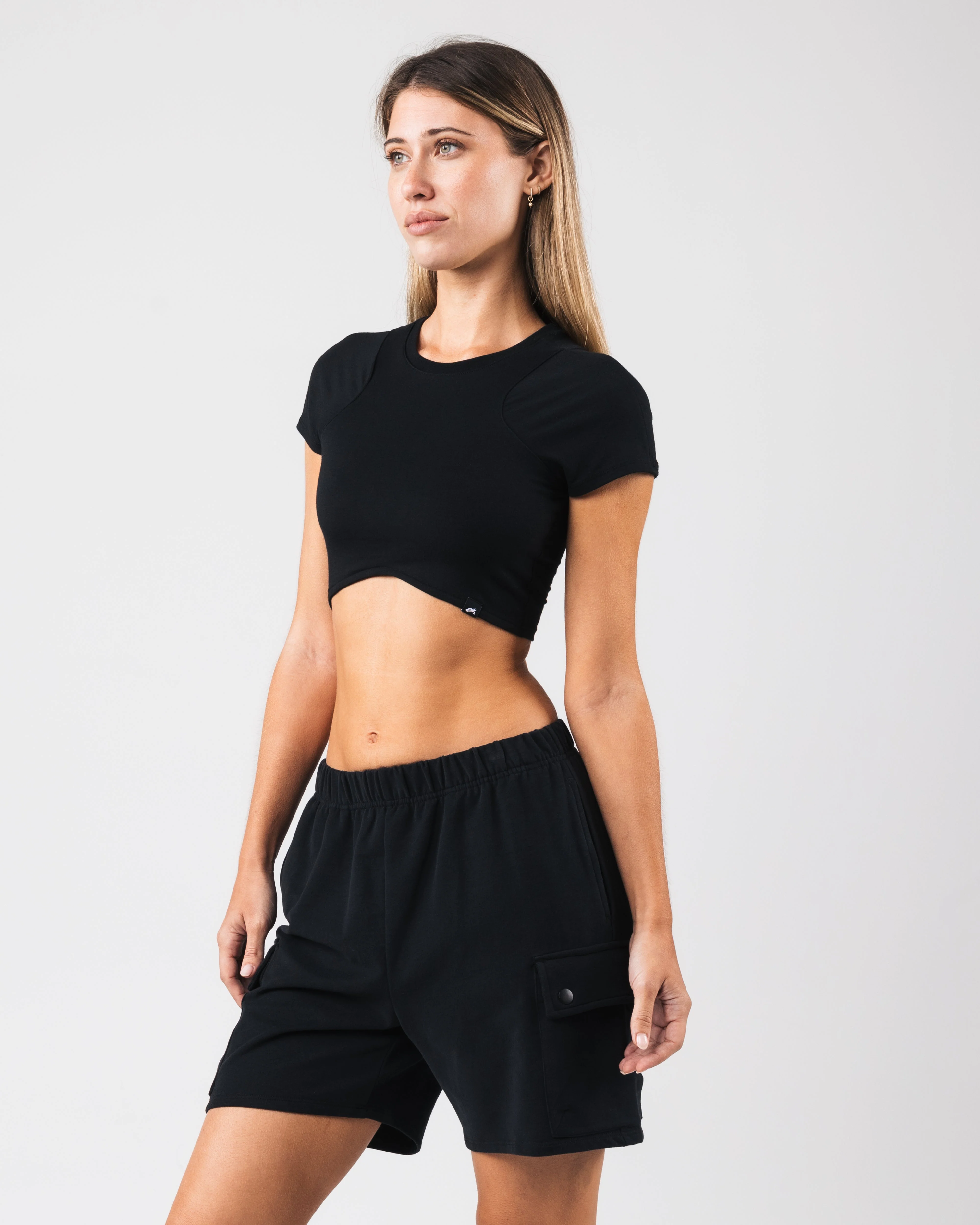 Angled Crop Tee - Black - Image 6