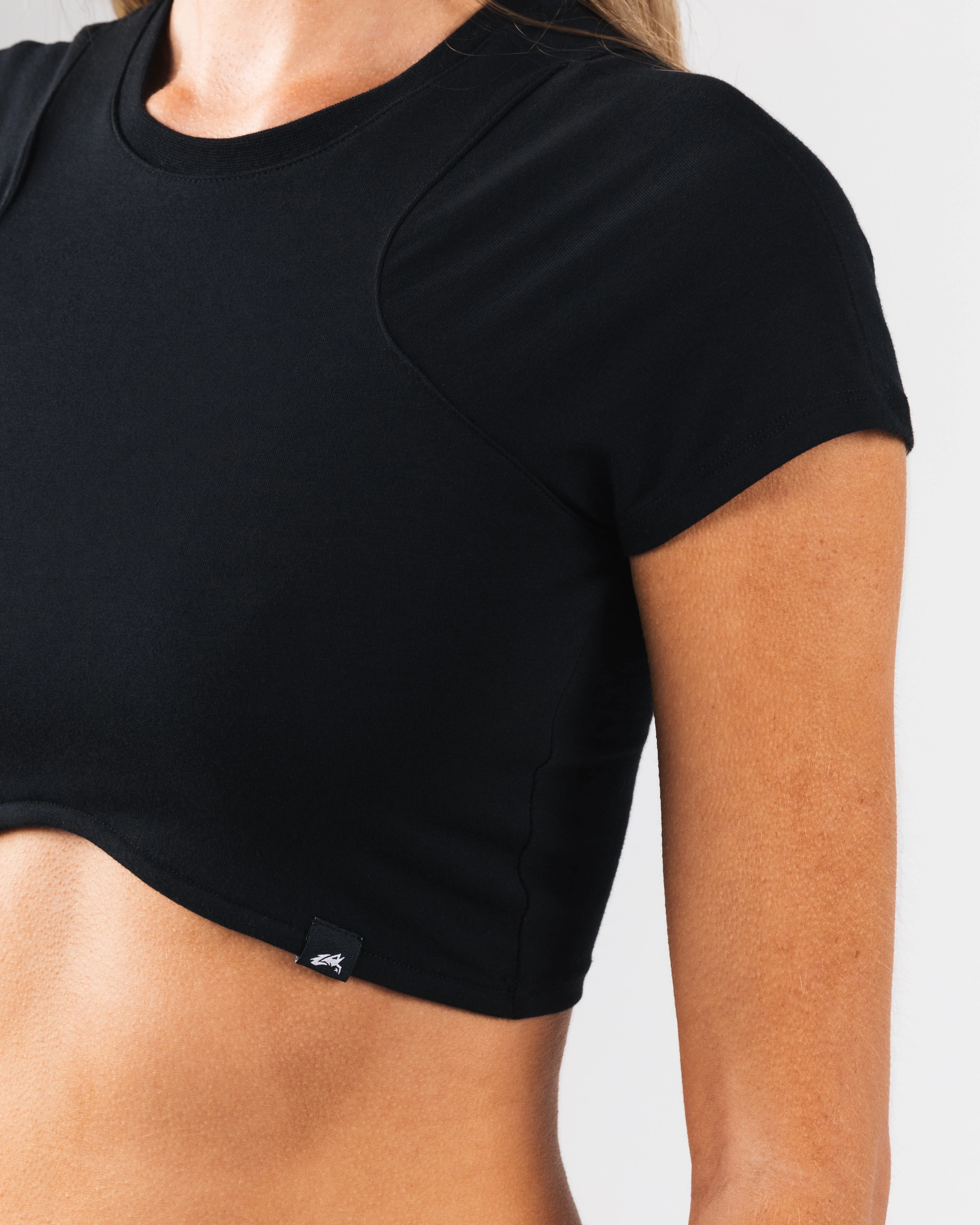 Angled Crop Tee - Black - Image 7