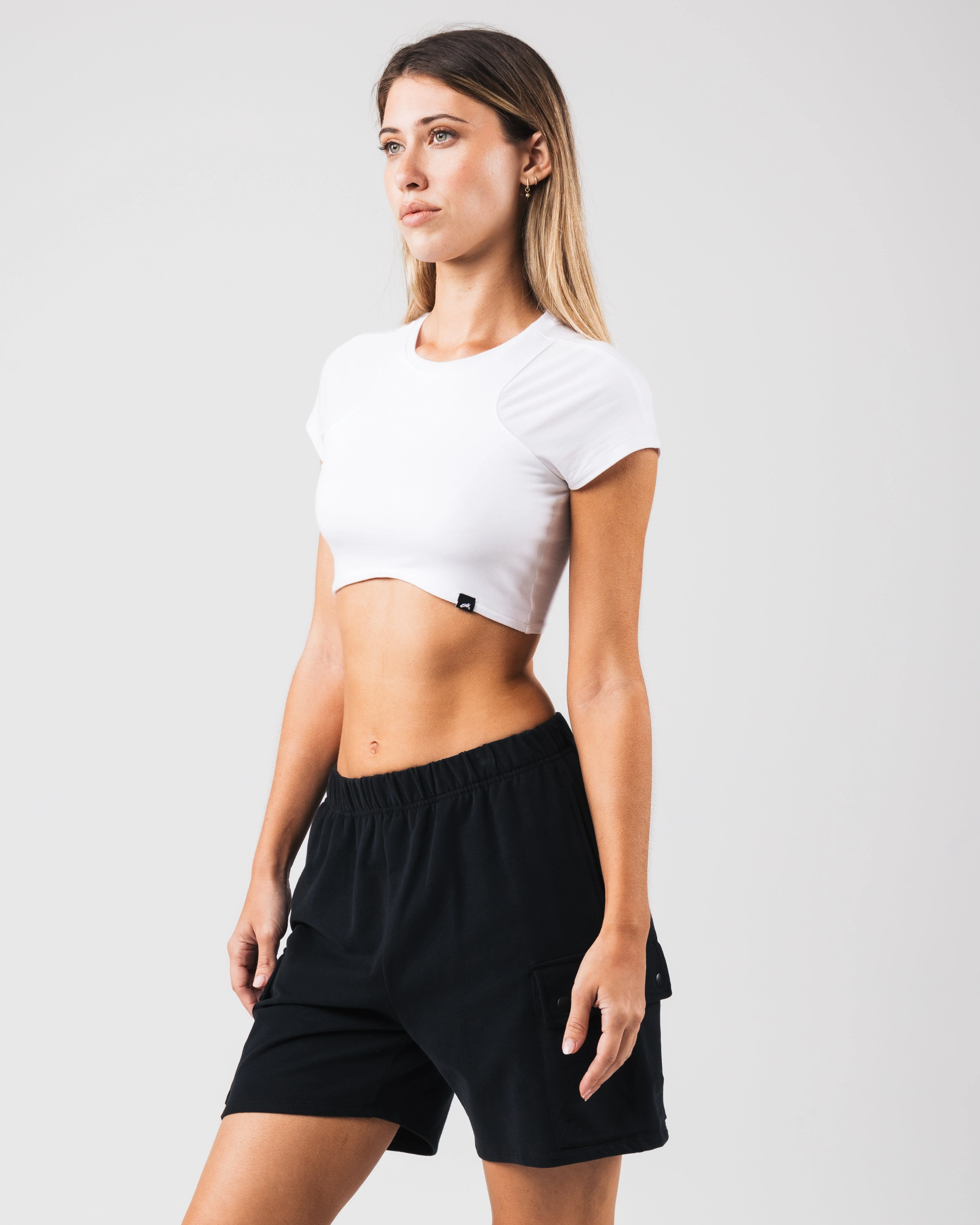 Angled Crop Tee - White - Image 3