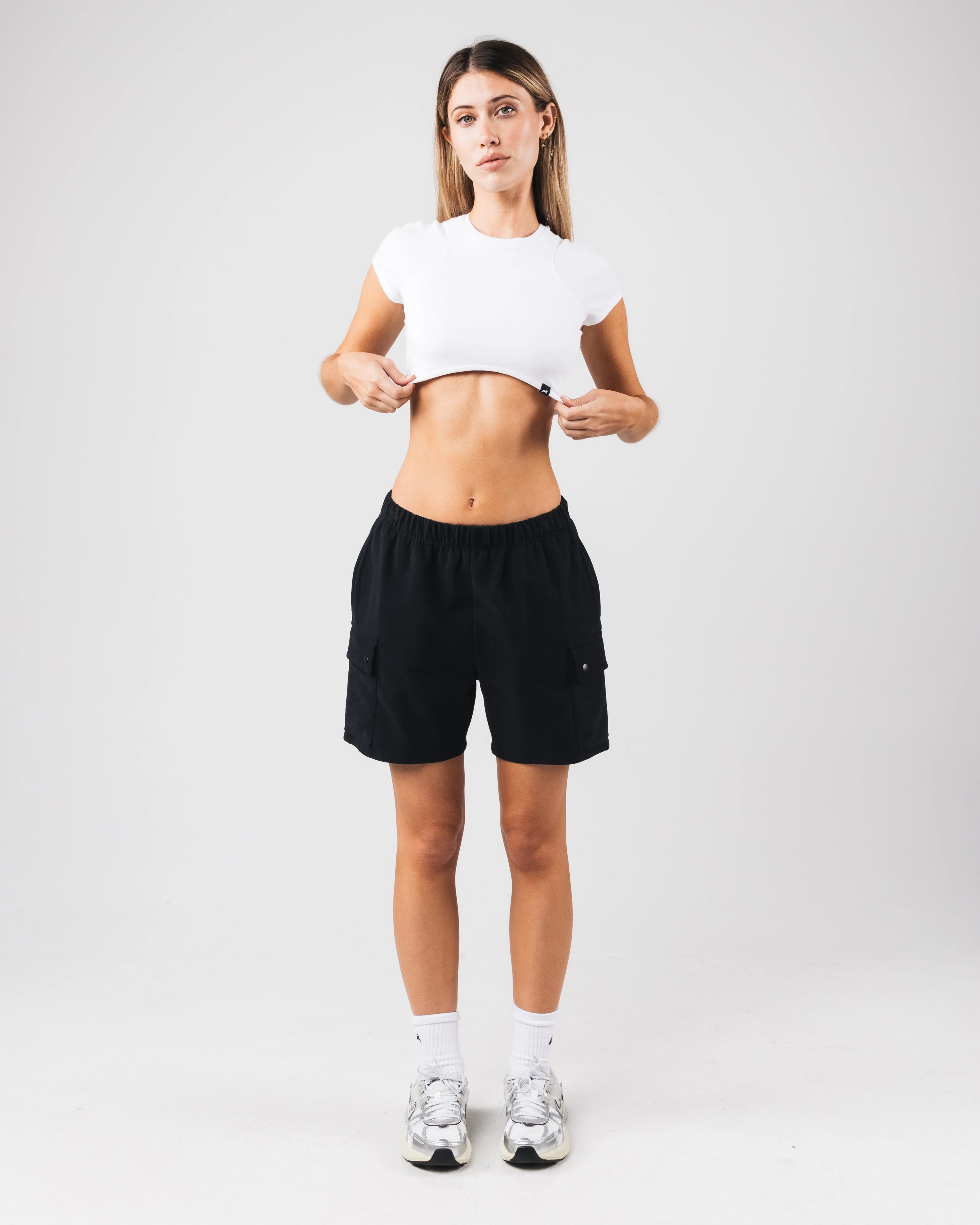 Angled Crop Tee - White - Image 5